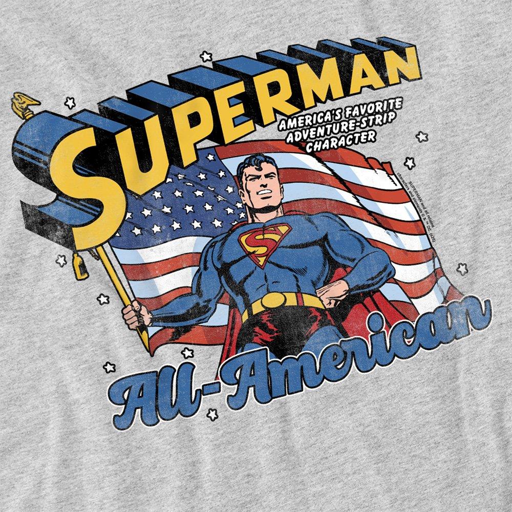 Light Grey - DC Comics - American Flag Retro T-Shirt Athletic Heather - 2