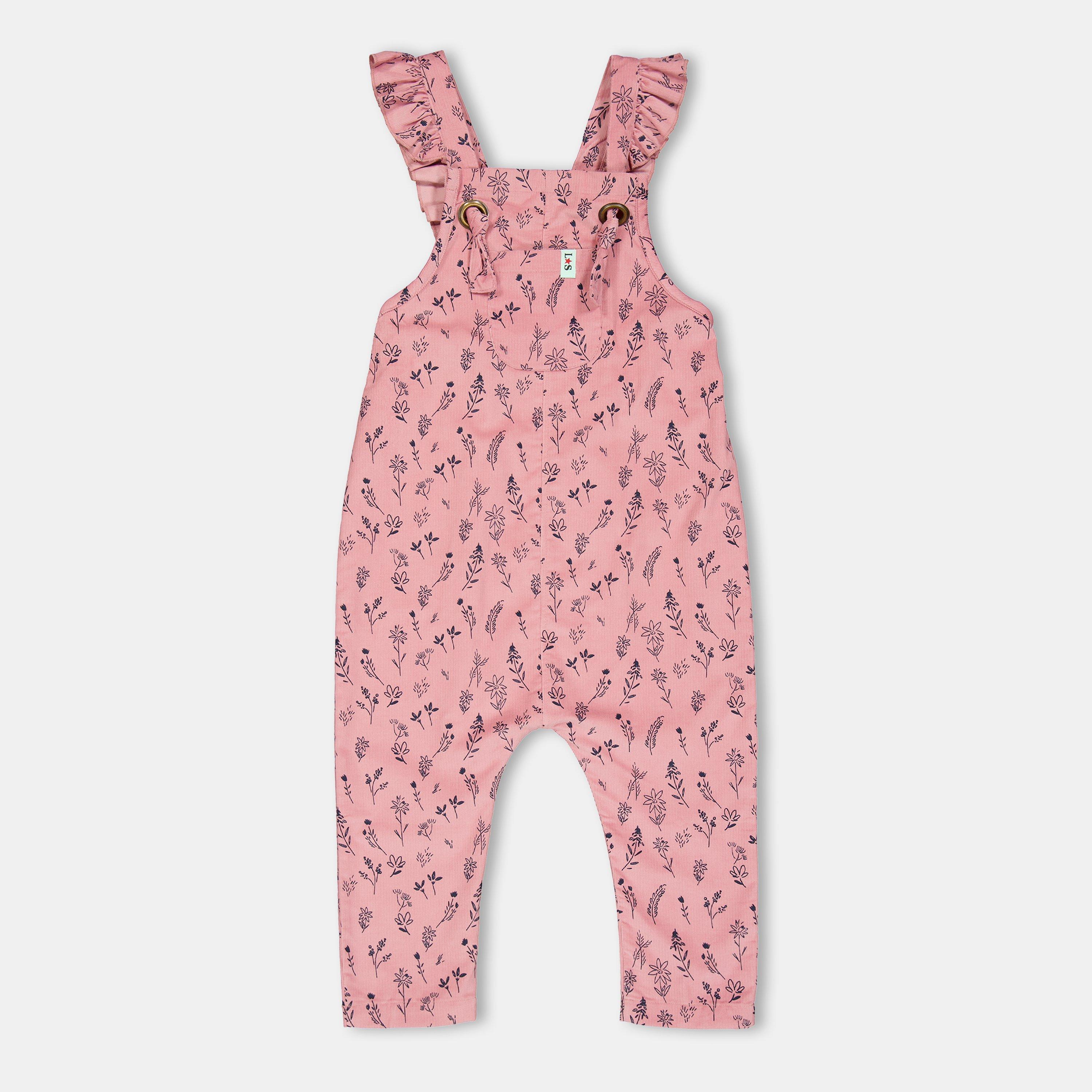 Lilly And Sid  Kids' Floral Cord Dungarees - Pink - 4-5 Yrs