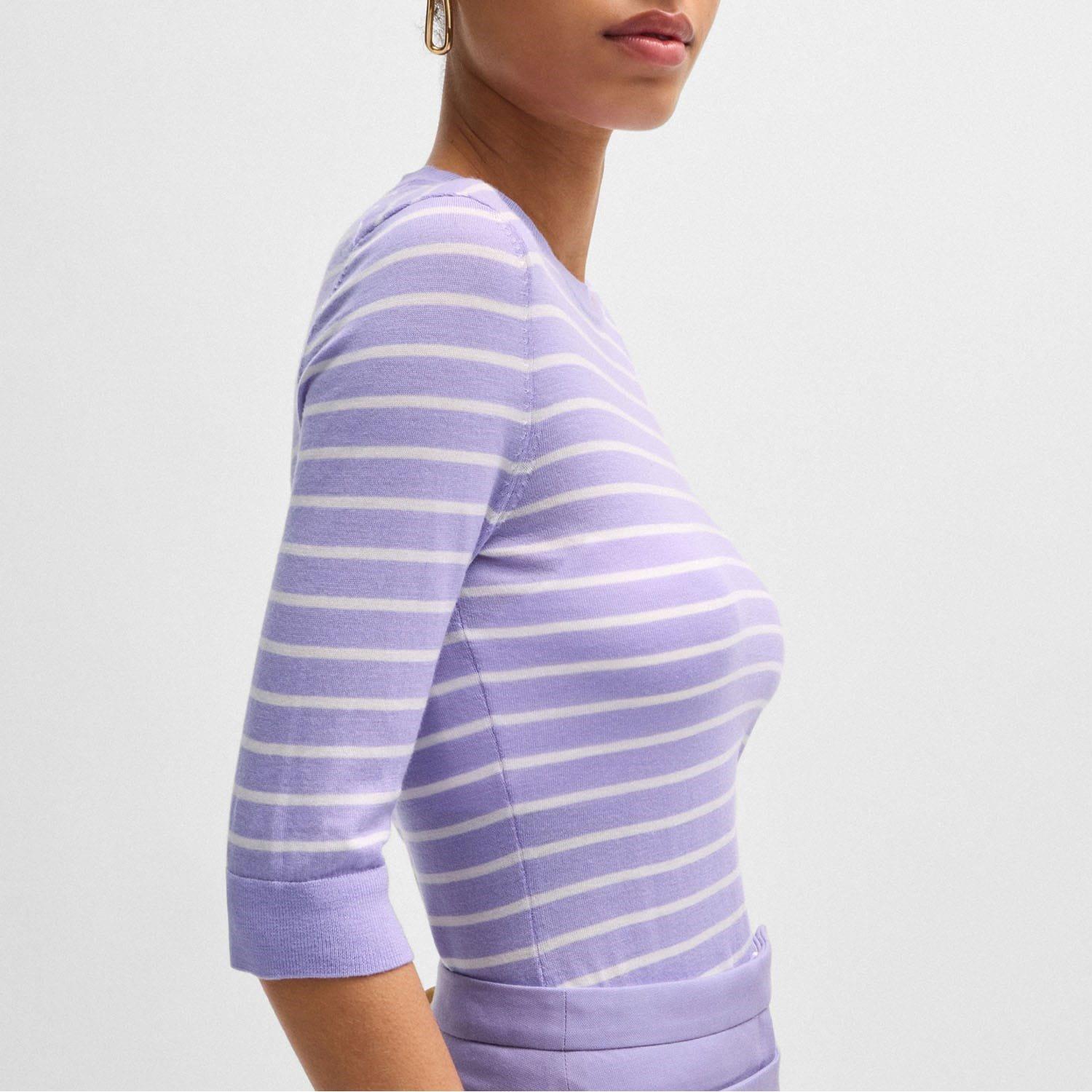 Purple - Boss - Faleenas1 Striped Sweater - 3