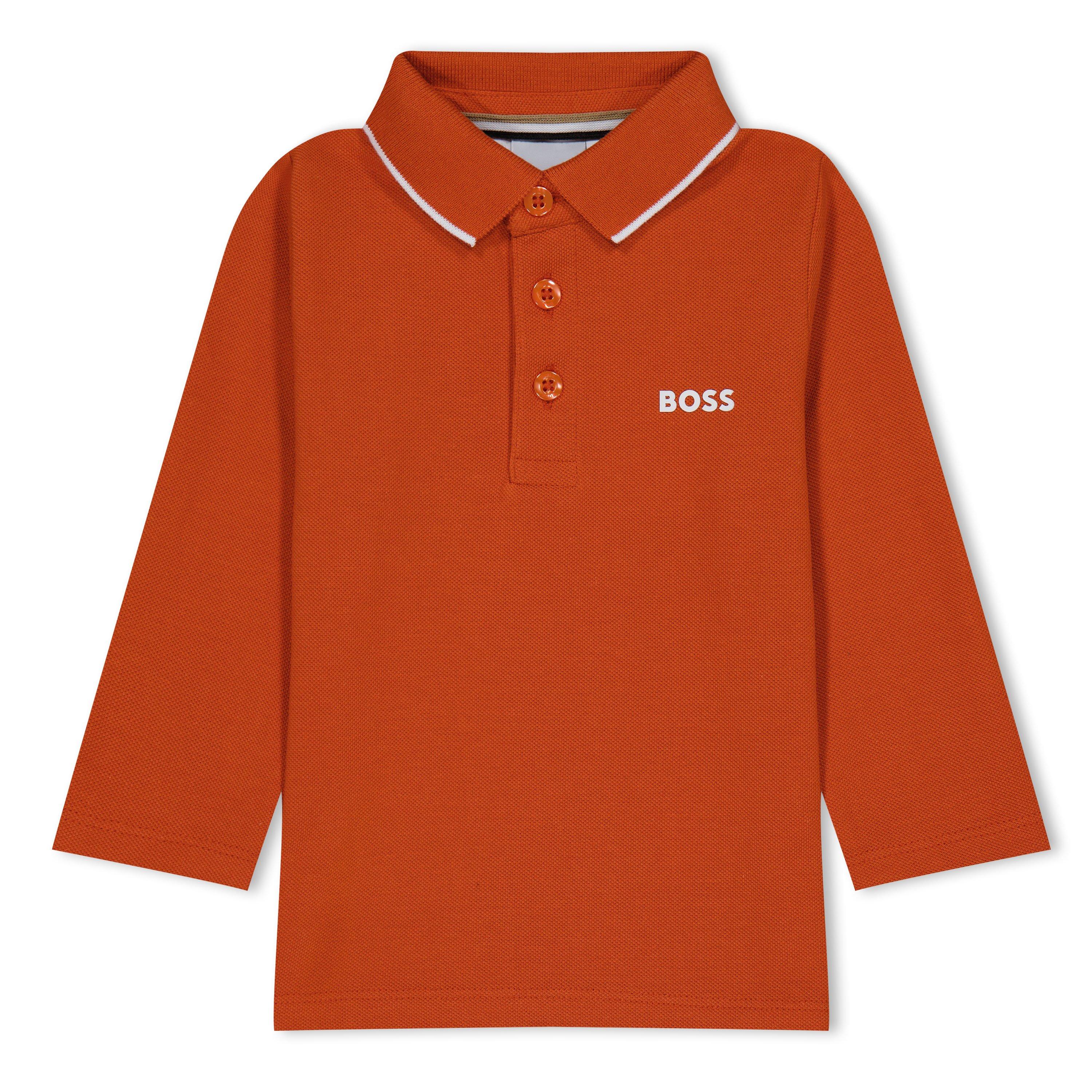 Boss Kids Long-Sleeve Polo - Orange 388 - Size 12M