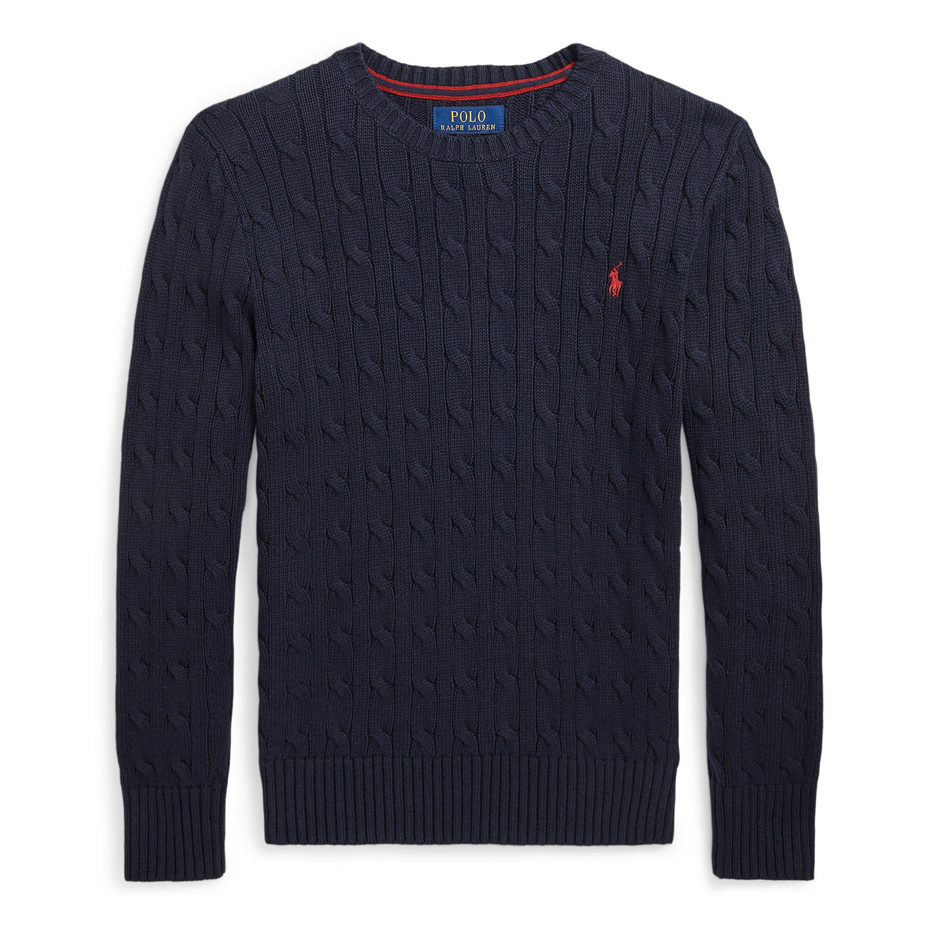 Polo Ralph Lauren Boys Kids' Cable Knit Crew Neck Jumper - Newport Navy - 7Y/S