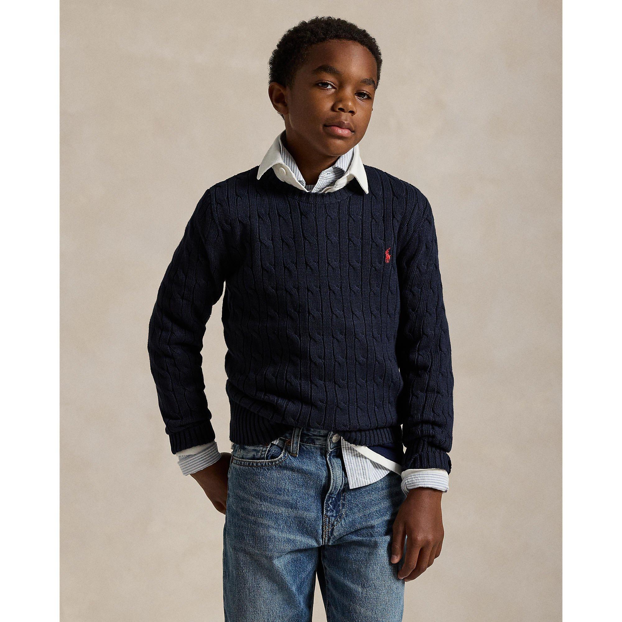 Newport Navy - Polo Ralph Lauren - Kids' Cable Knit Crew Neck Jumper - 3