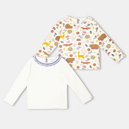 Lilly and Sid & Sid Multicoloured Animal Forest Print And Plain Top - 2 Pack