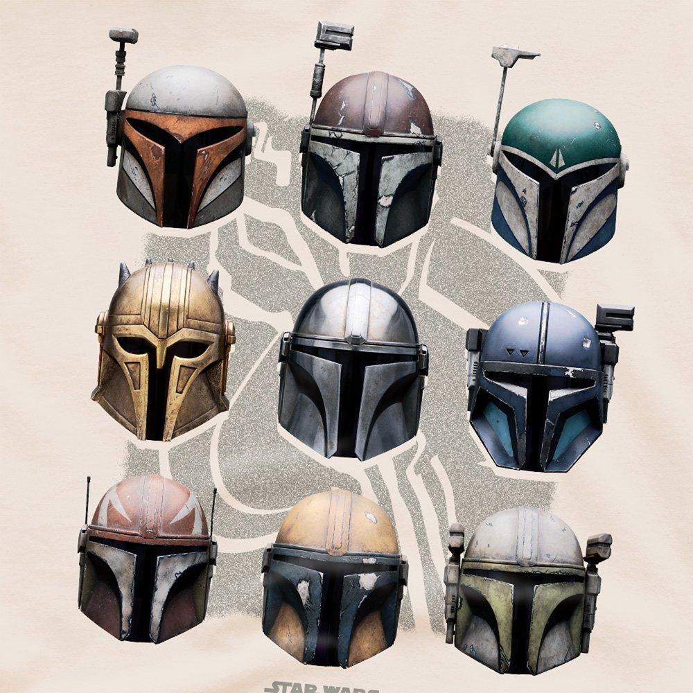 Beige - Star Wars - The Mandalorian Mando Helmet Grid T-Shirt Natural - 2