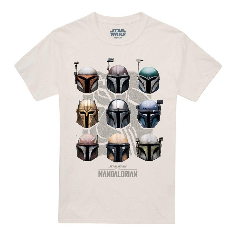 Beige - Star Wars - The Mandalorian Mando Helmet Grid T-Shirt Natural - 4