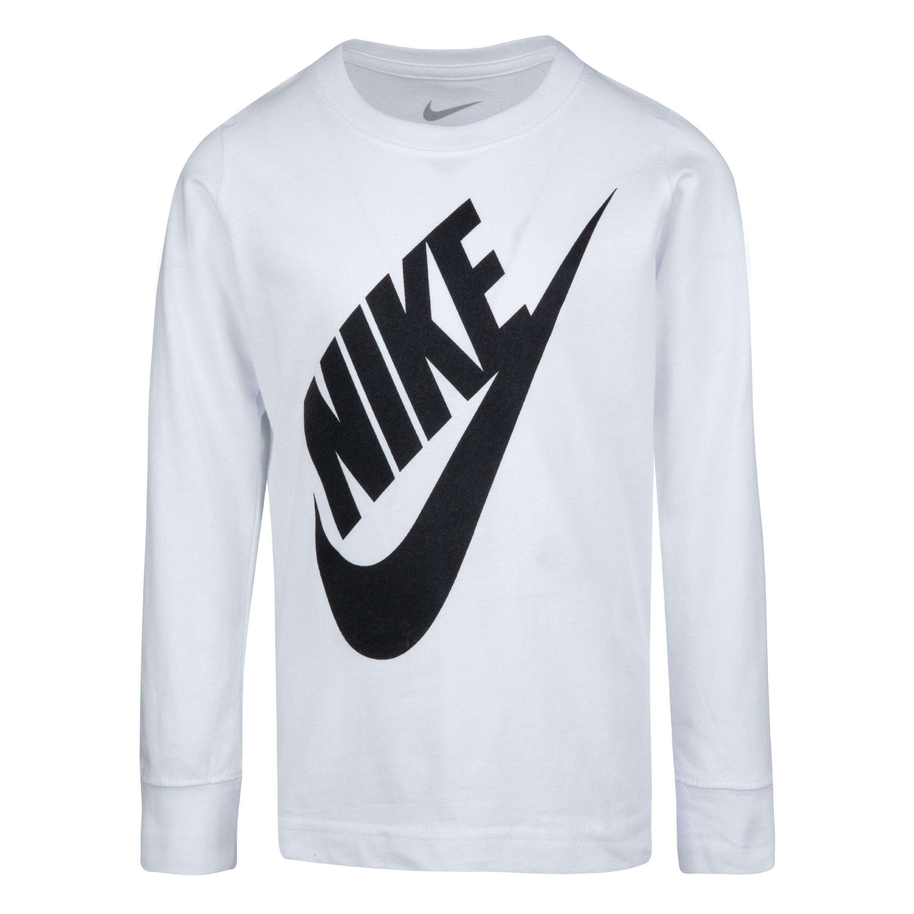 White - Nike - Kids' Jumbo Futura Long Sleeve T-Shirt - 1