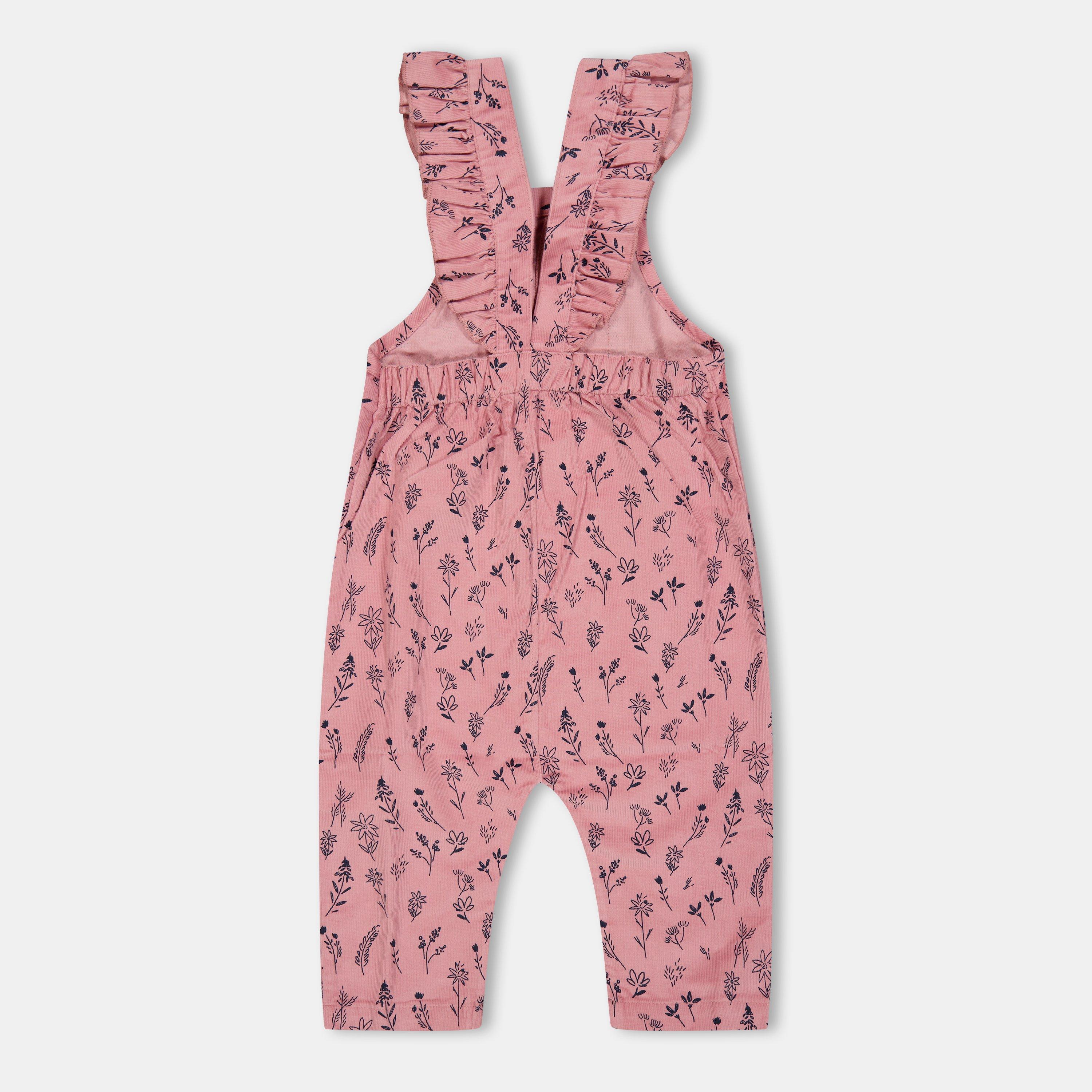 Pink - Lilly and Sid - Floral Cord Dungarees - 2