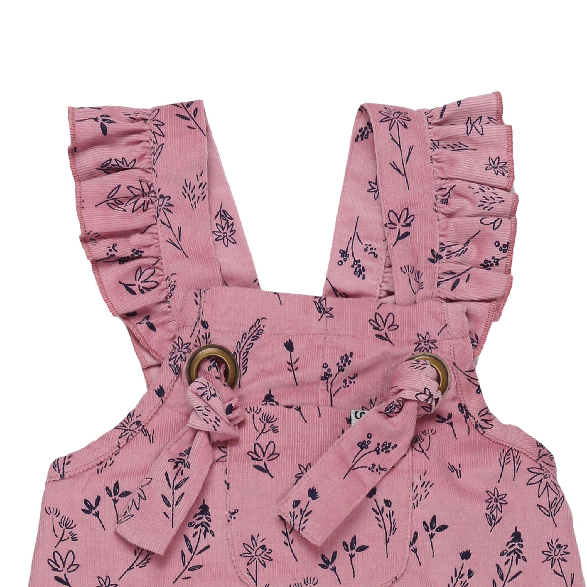 Pink - Lilly and Sid - Floral Cord Dungarees - 3