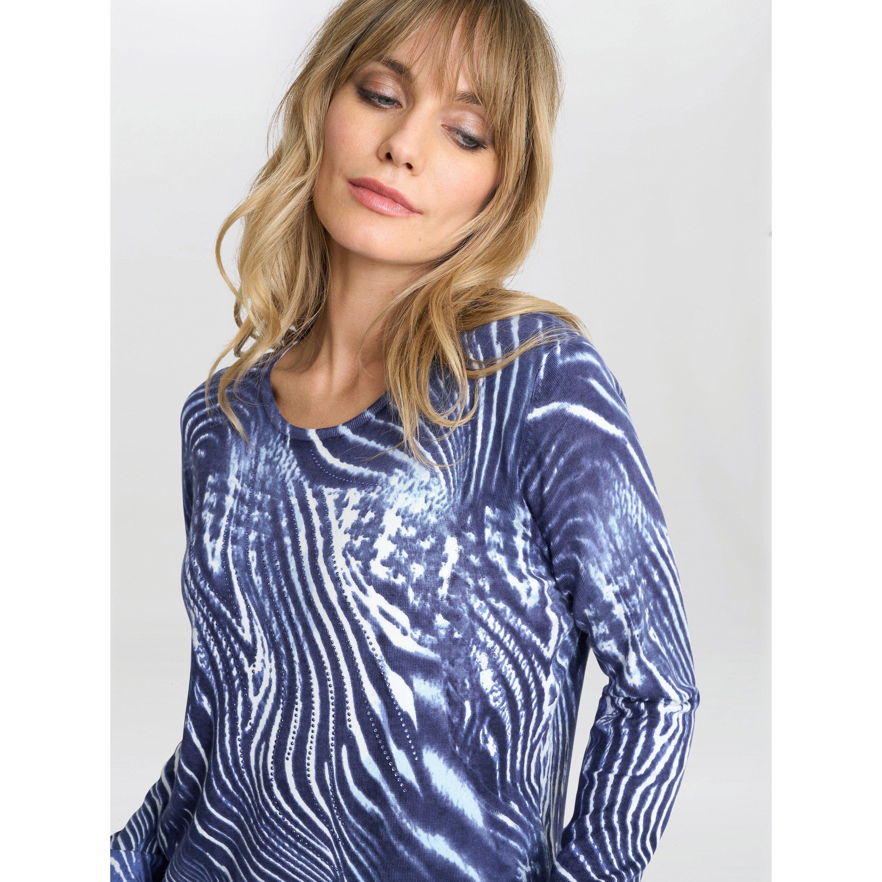 Blue - Gina Bacconi - Jody Animal Stripe Jumper With Diamantes - 4