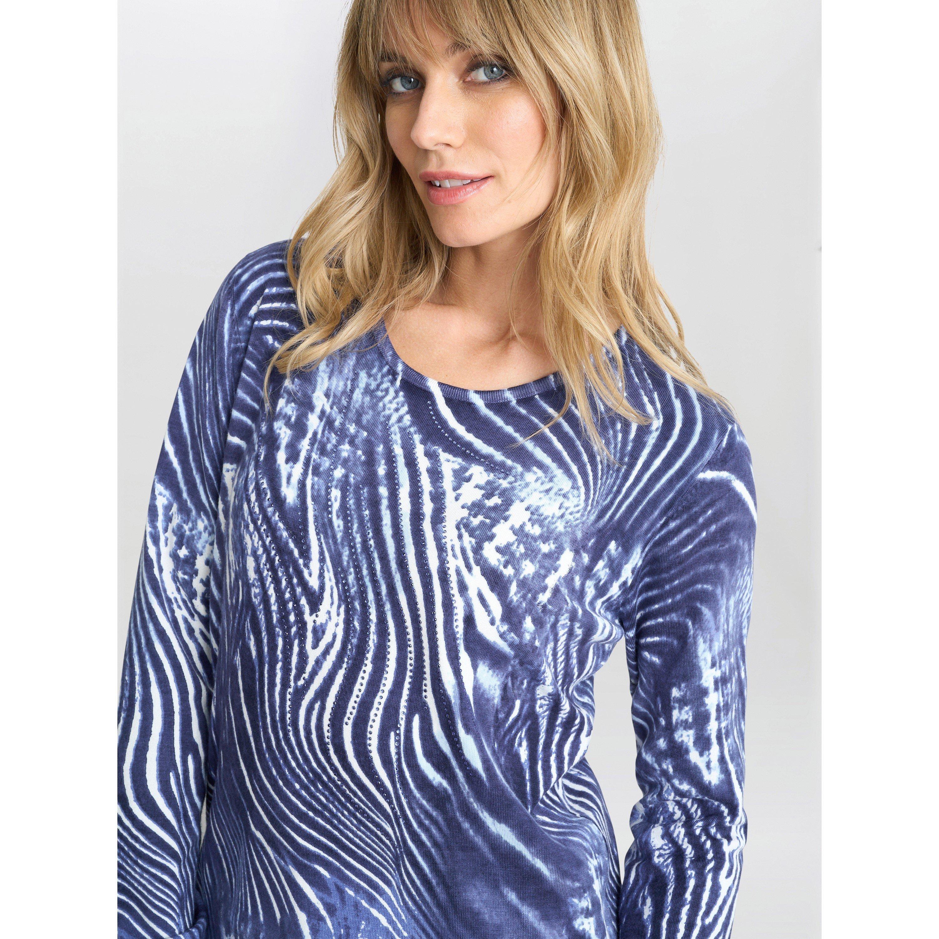 Blue - Gina Bacconi - Jody Animal Stripe Jumper With Diamantes - 5