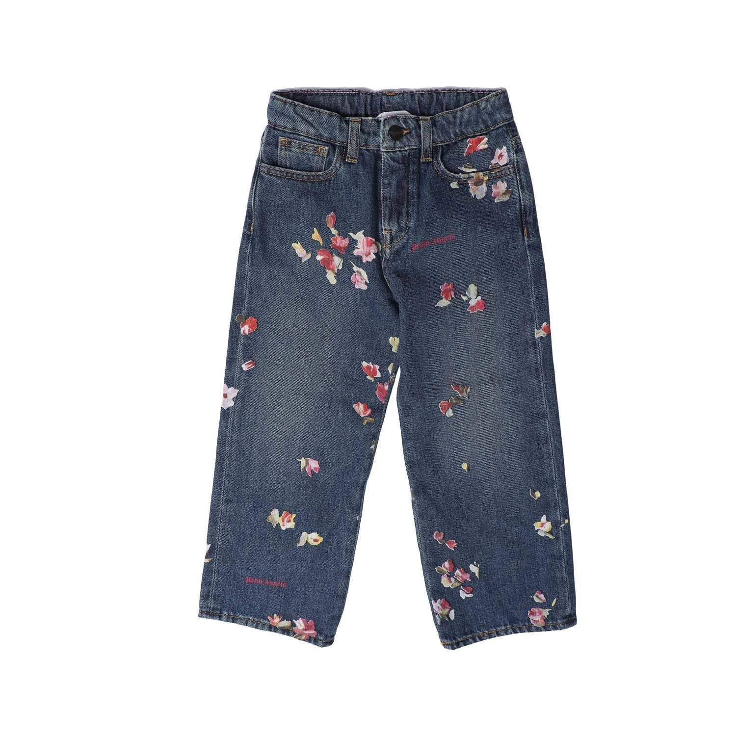 Blue Red - Palm Angels - Medium Wash Flower Denim Jeans - 1