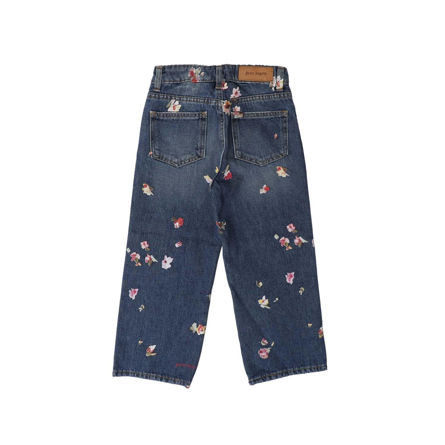 Blue Red - Palm Angels - Medium Wash Flower Denim Jeans - 2