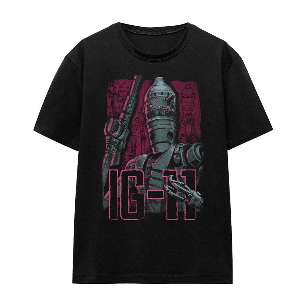 Black - Star Wars - The Mandalorian Bounty Hunter Ig11 T-Shirt Black - 4