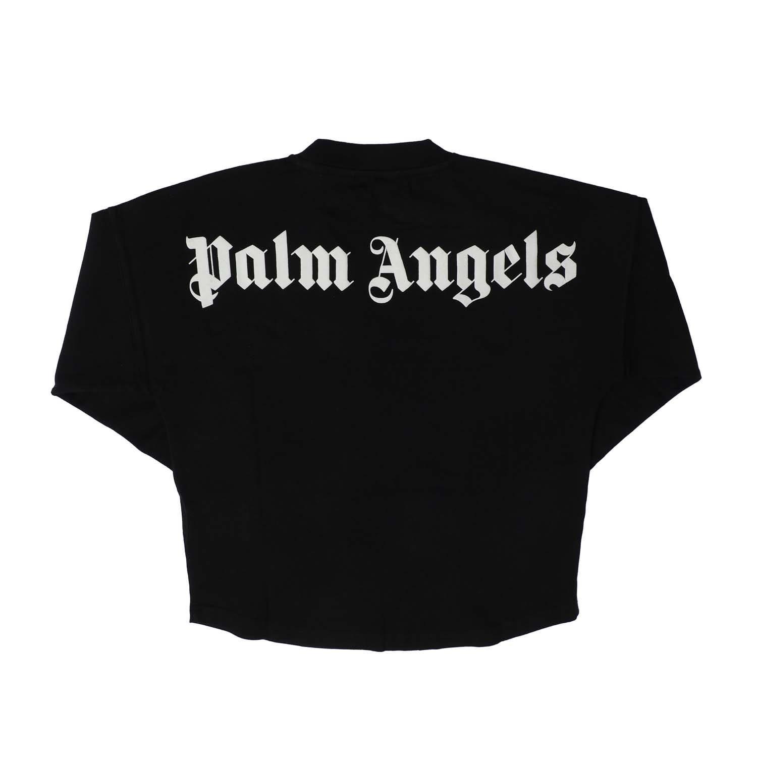 Black-White - Palm Angels - Classic Over Logo Long Sleeve T-Shirt - 2