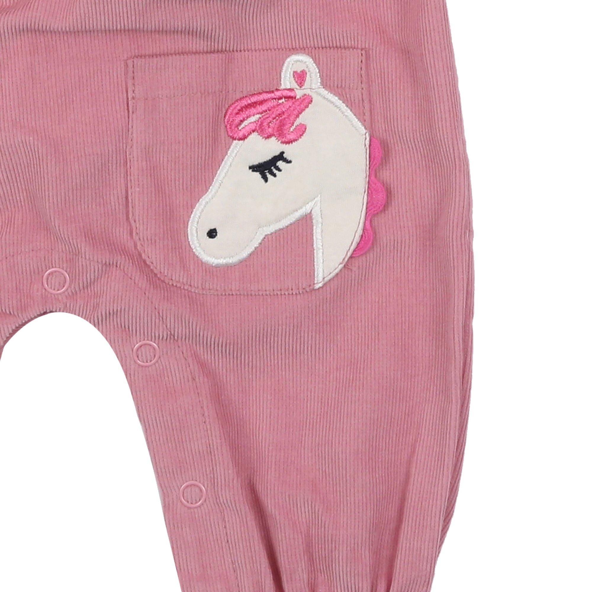 Pink - Lilly and Sid - Horse Pocket Dungaree - 4
