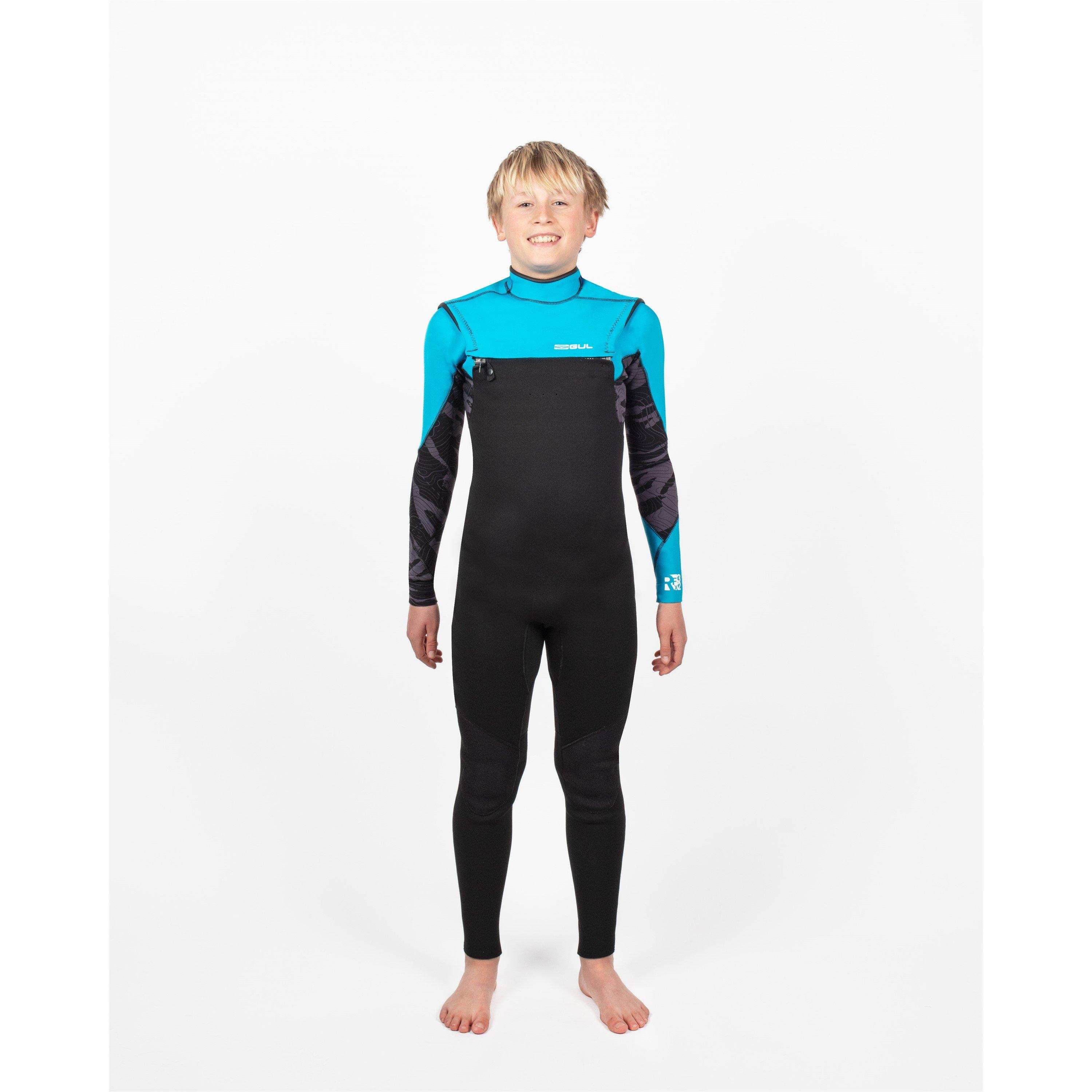 Black/Cyan - Gul - Response 3/2mm FX Blindstitched Junior Steamer - 1