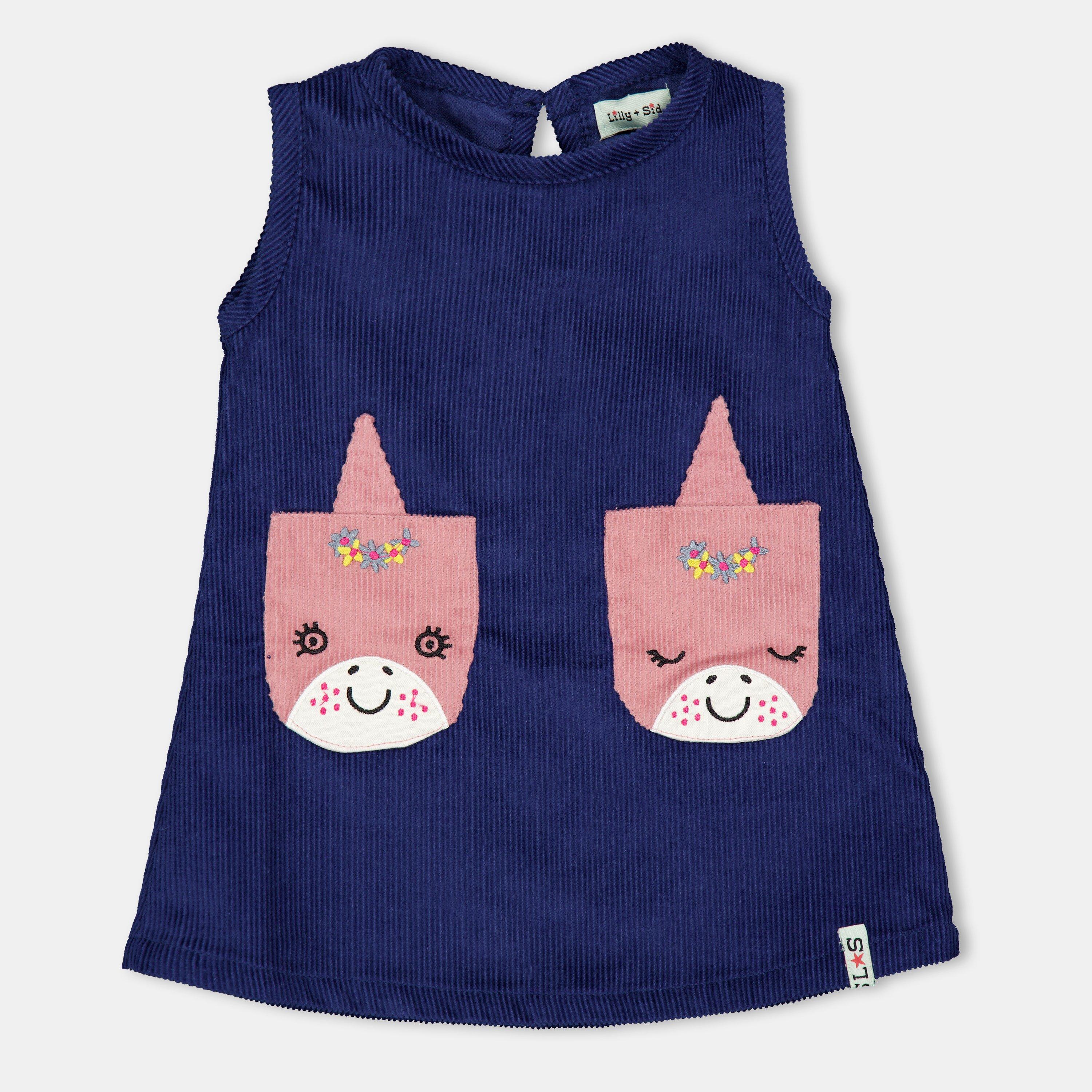 Marineblau - Lilly and Sid - Kids' Unicorn Pinafore Dress - 1