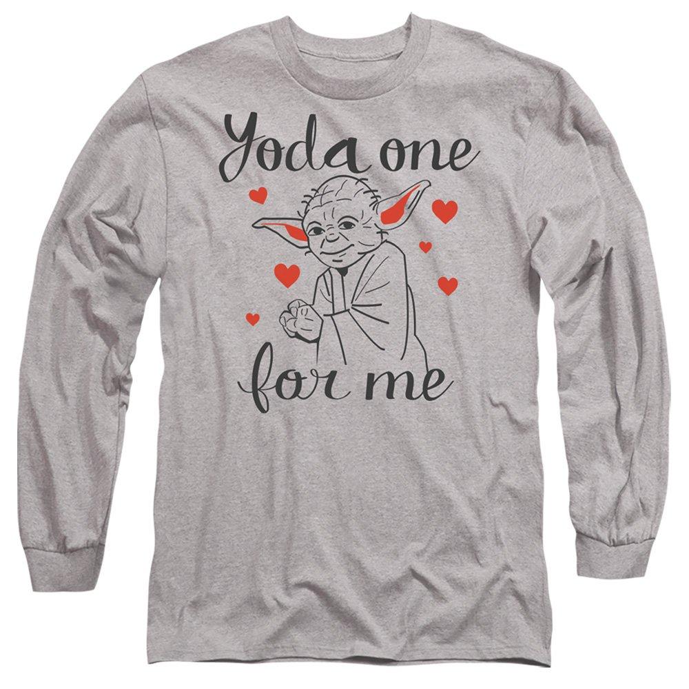 Light Grey - Star Wars - Star Wars Valentines Day Yoda One for Me Long Sl - 1