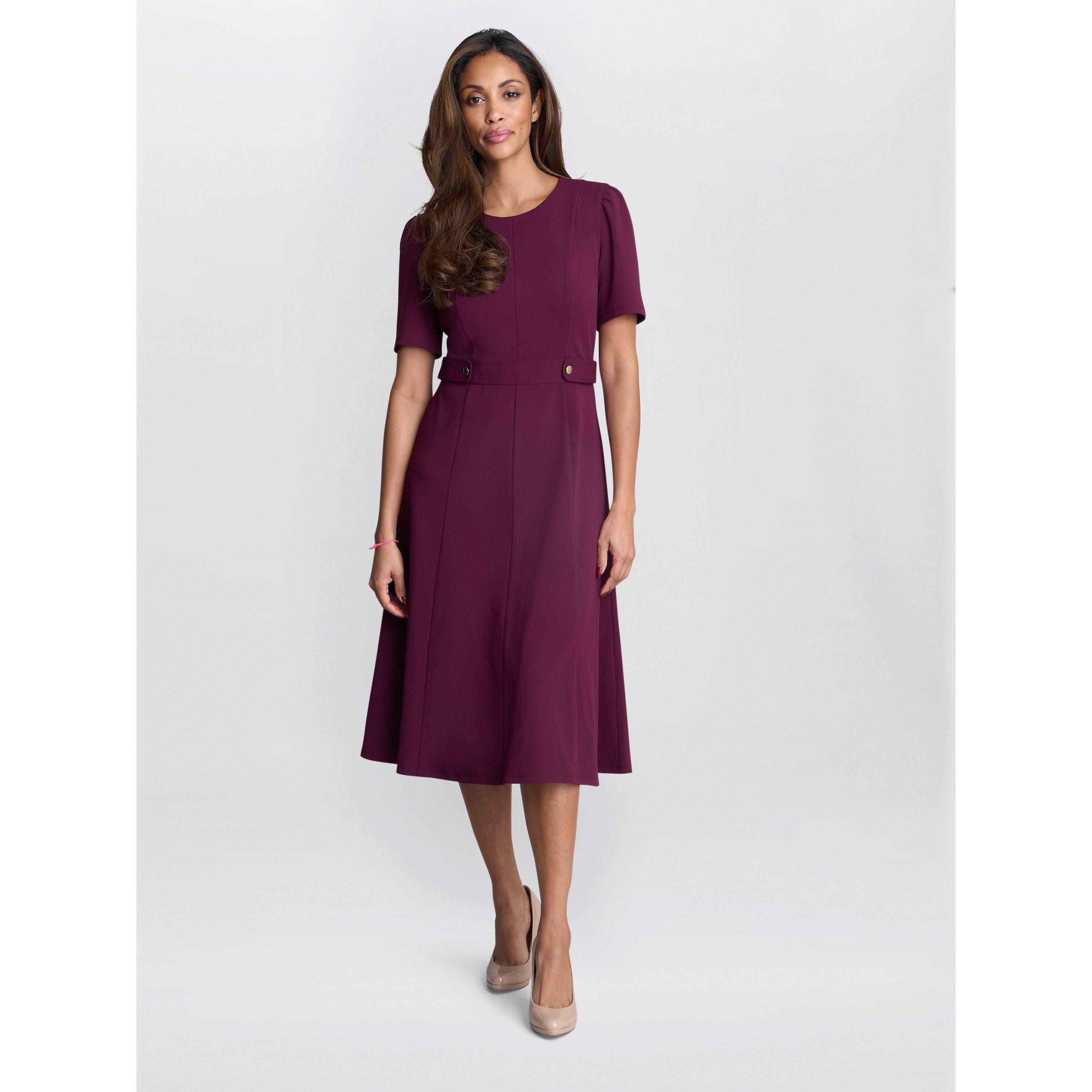 Burgundy - Gina Bacconi - Mel Fit And Flare Midi Dress - 2