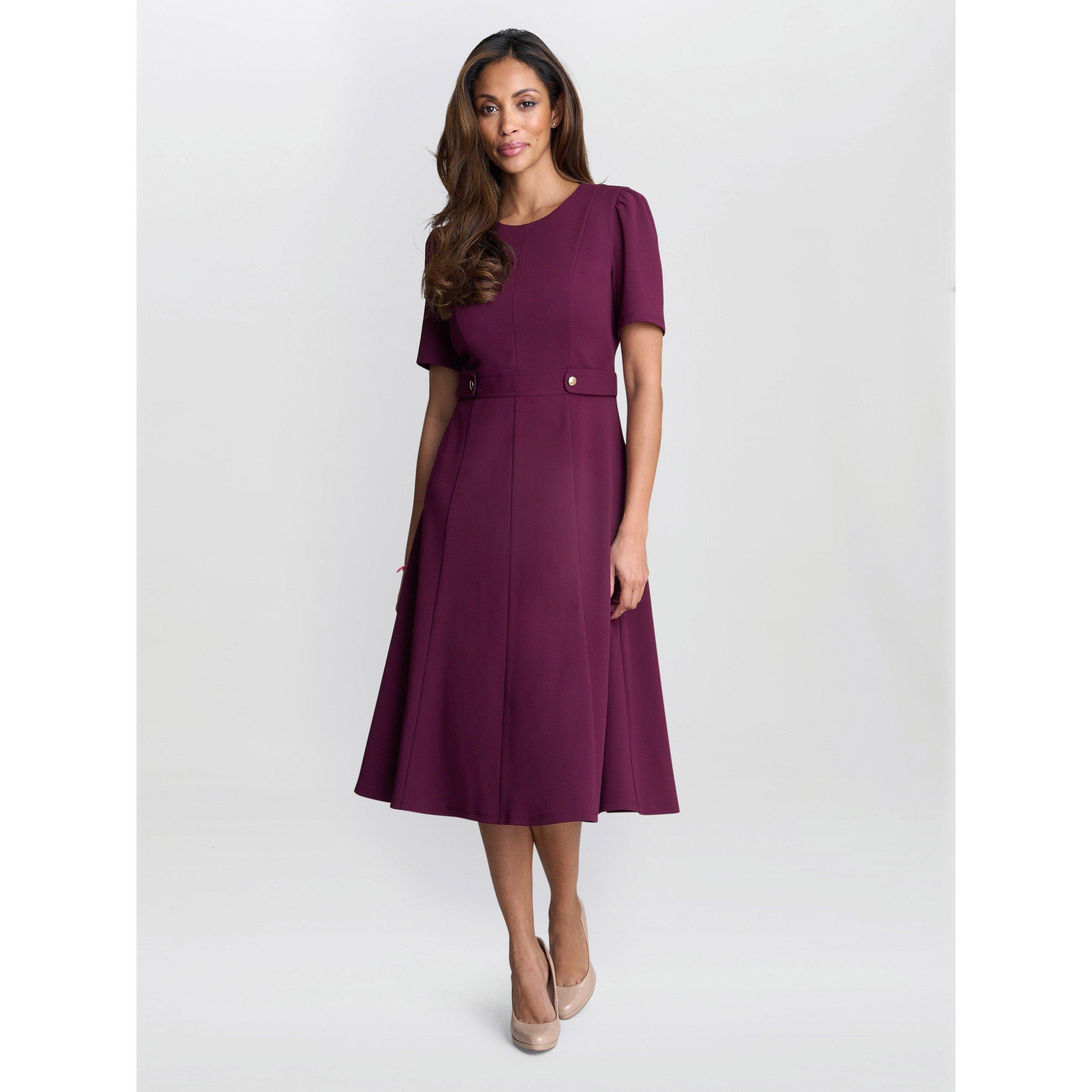 Burgundy - Gina Bacconi - Mel Fit And Flare Midi Dress - 4