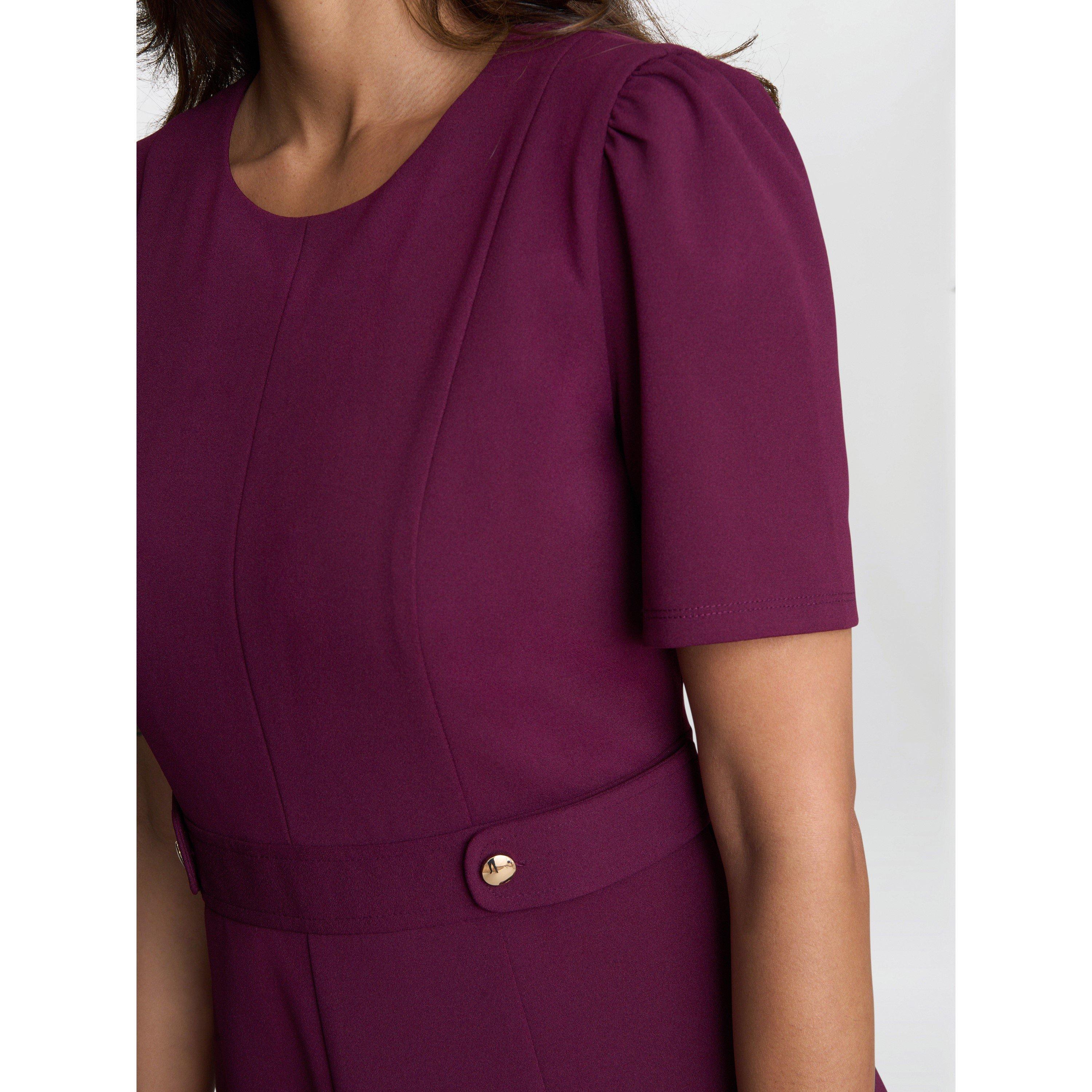 Burgundy - Gina Bacconi - Mel Fit And Flare Midi Dress - 5