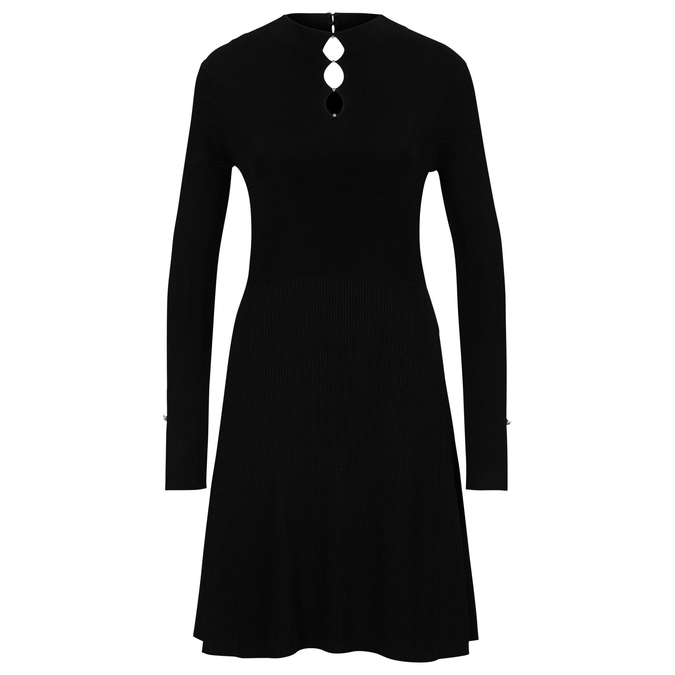 Black 001 - Boss - Women's Fuglia Knitted Dress, Slim-fit Rib-knit - 7