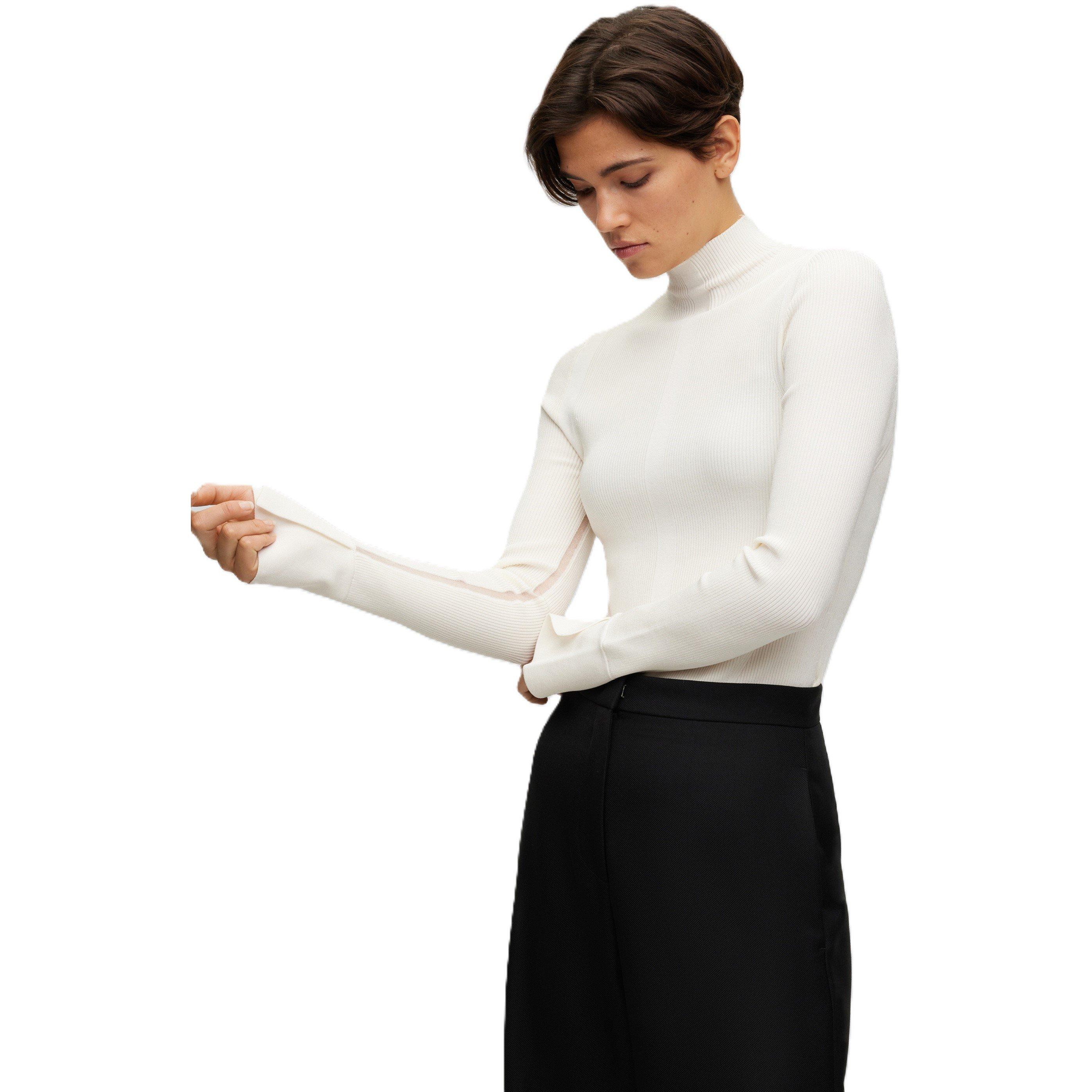 Open White - Boss - Women's Frescia High-neck Ribbed Sweater - 3
