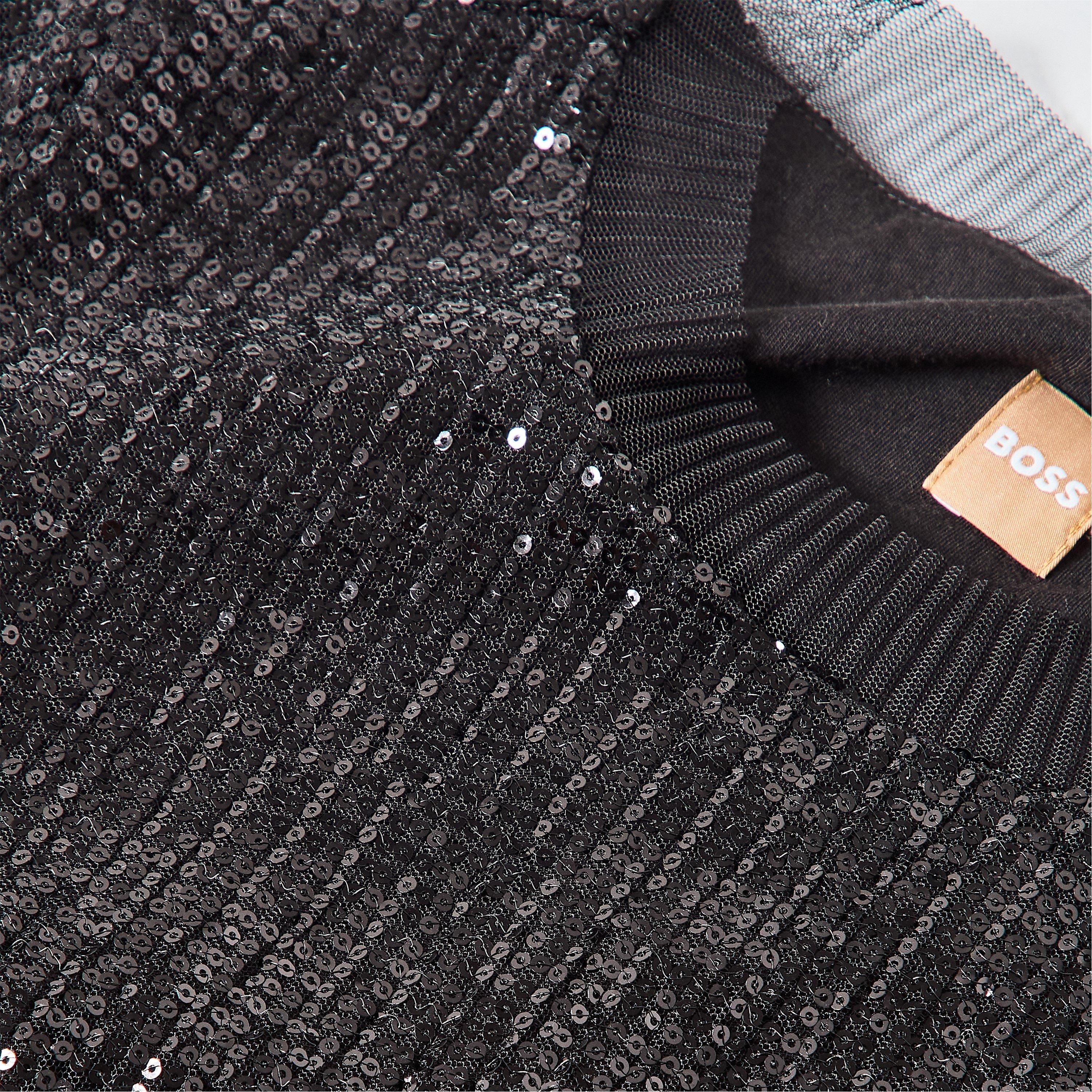 Black - Boss - Women's Edegra All-over Sequinned Design Dress - 3