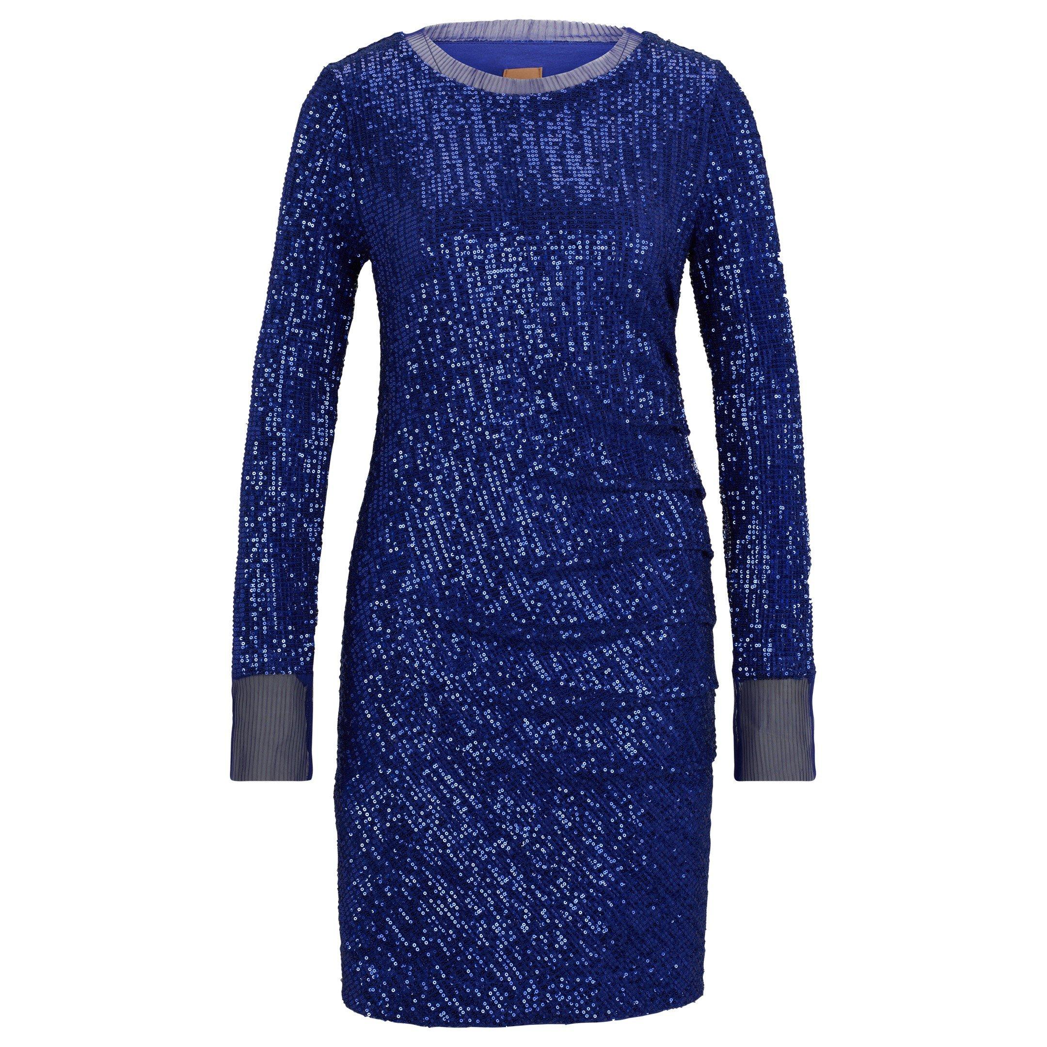 Open Blue 498 - Boss - Women's Edegra All-over Sequinned Design Dress - 6