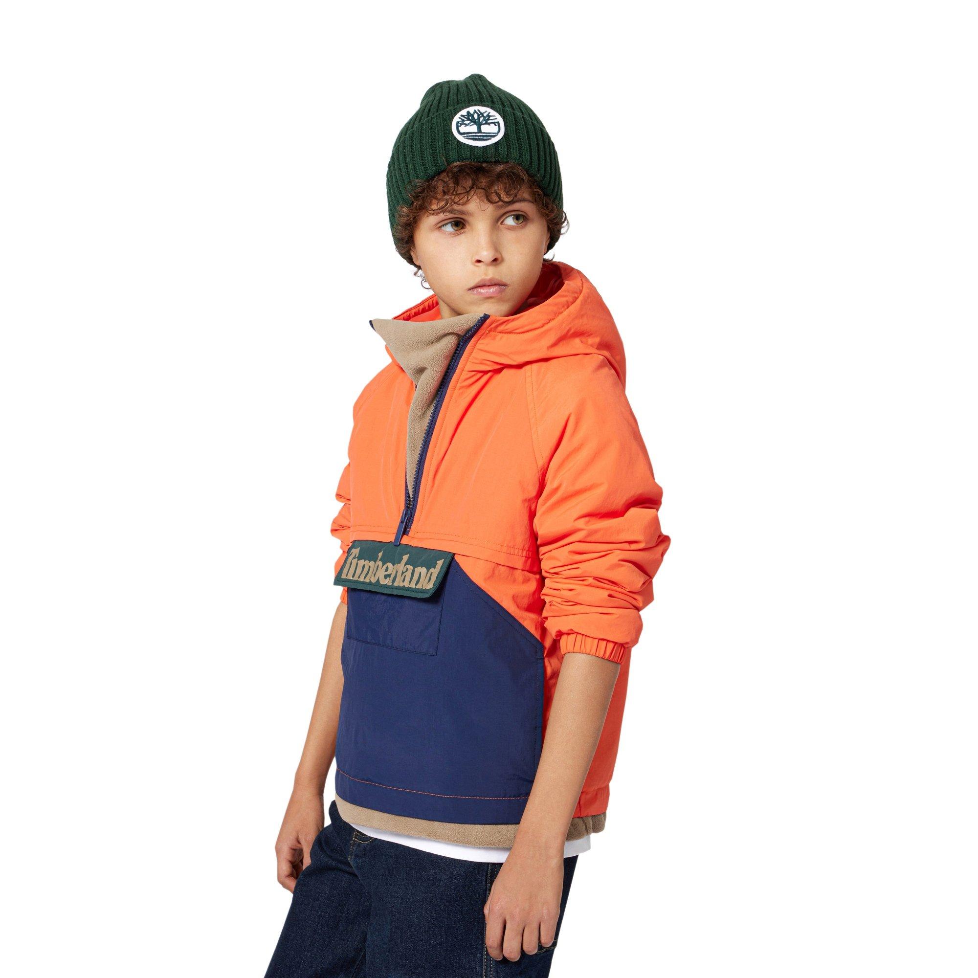Orange/Navy - Timberland - Kids'  Zipped Weather-Resistant Overcoat - 4
