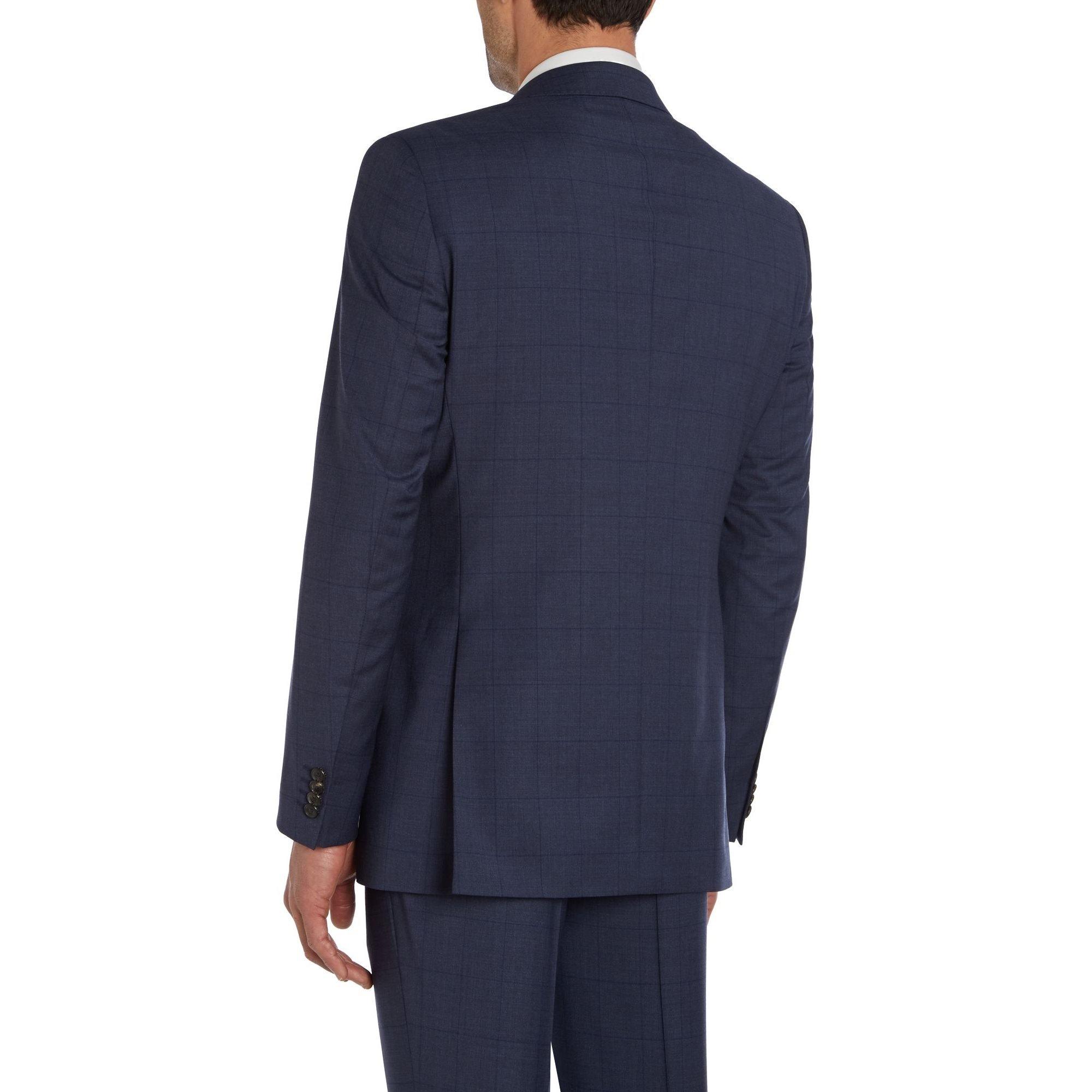 Blue - Simon Carter - Window pane check regular suit jacket - 3