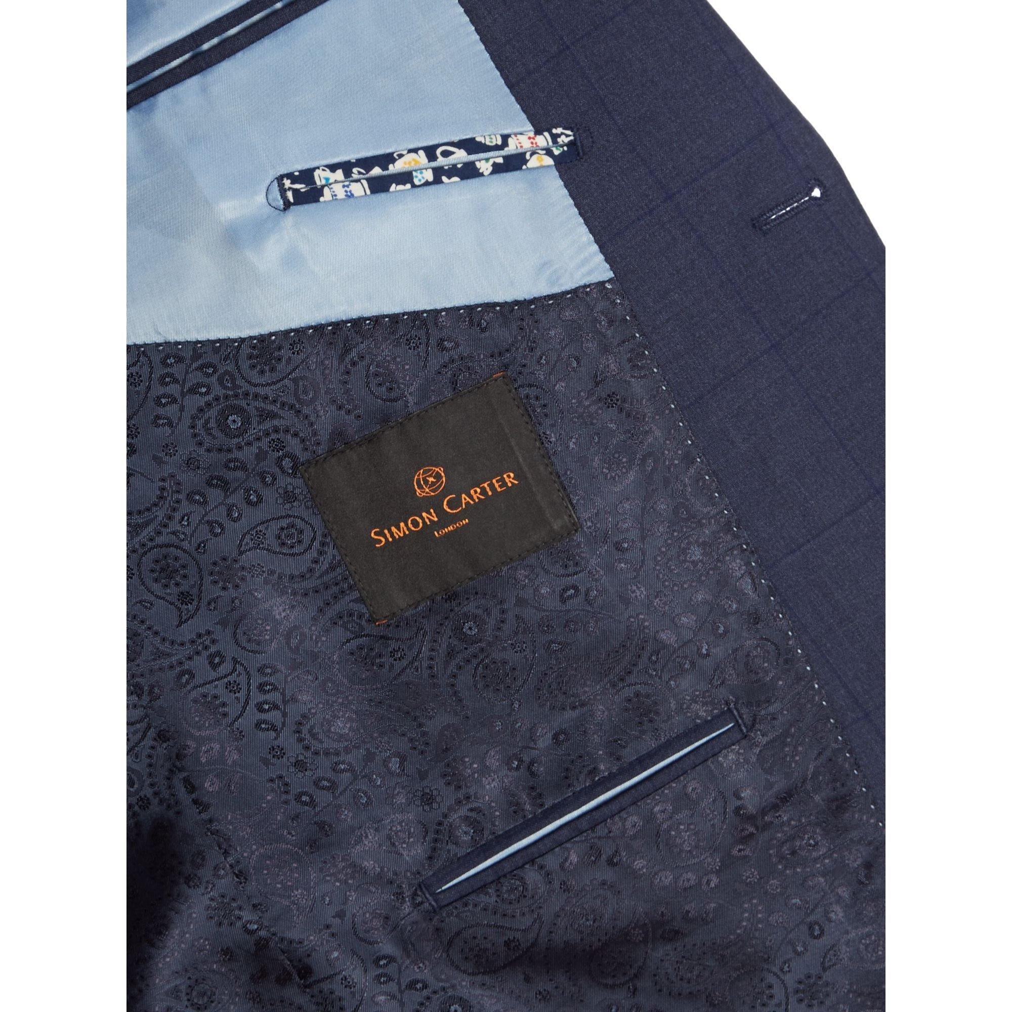 Blue - Simon Carter - Window pane check regular suit jacket - 4