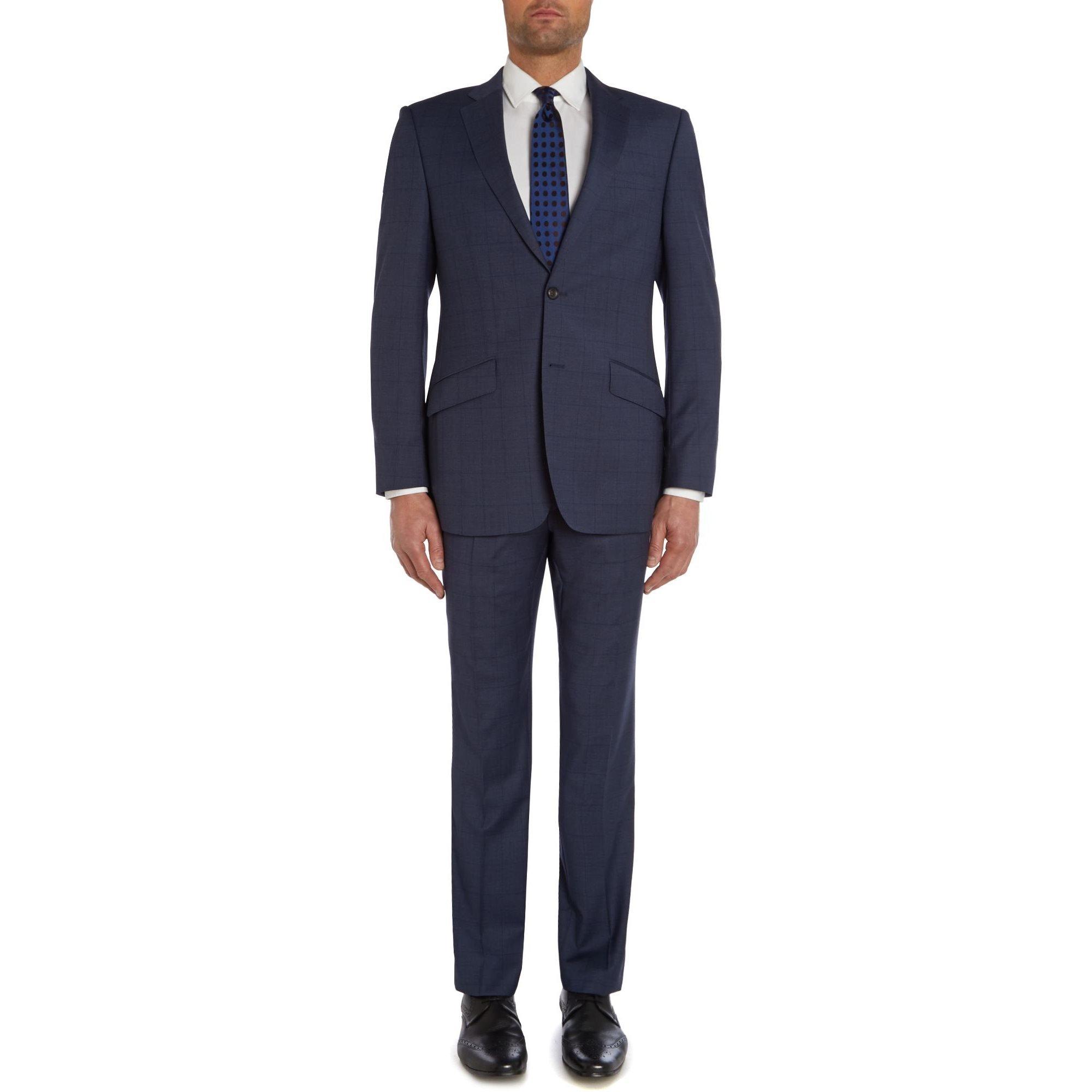 Blue - Simon Carter - Window pane check regular suit jacket - 5