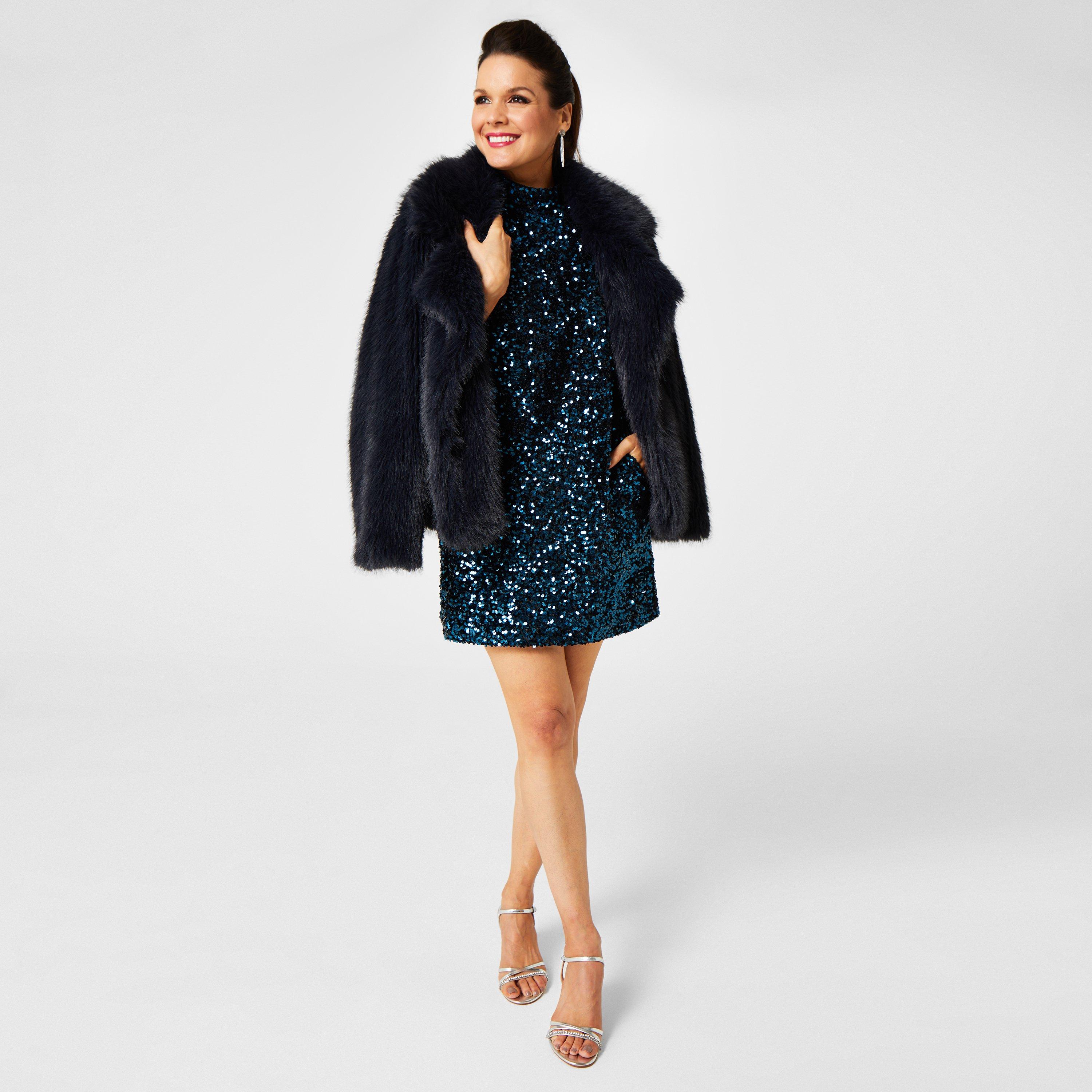 Blu navy - Biba - Women's Tess Daly Navy Short Faux Fur Coat - 2