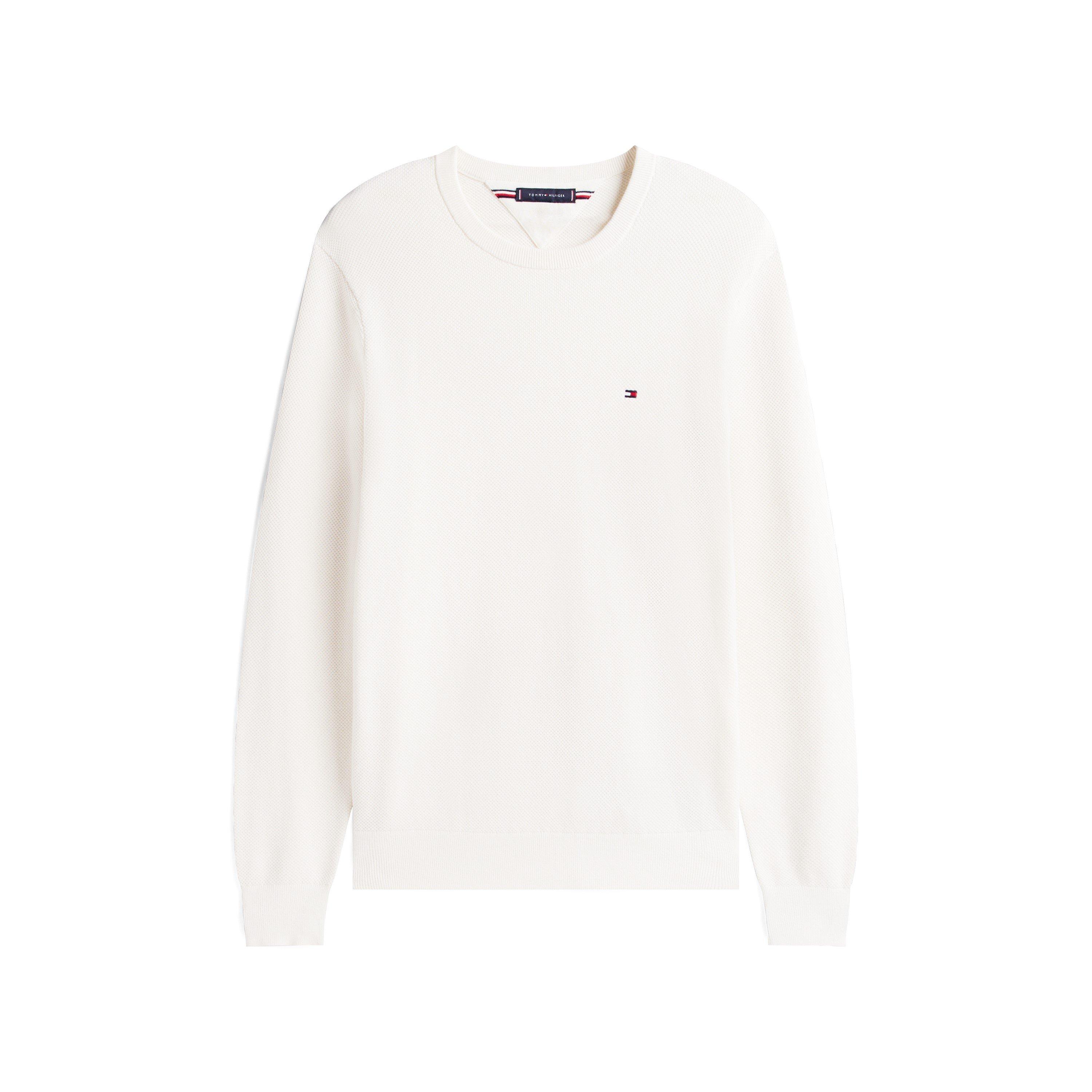Tommy Hilfiger Men's Ribbed Crew Neck Jumper - Ivory Petal Z00 - XL