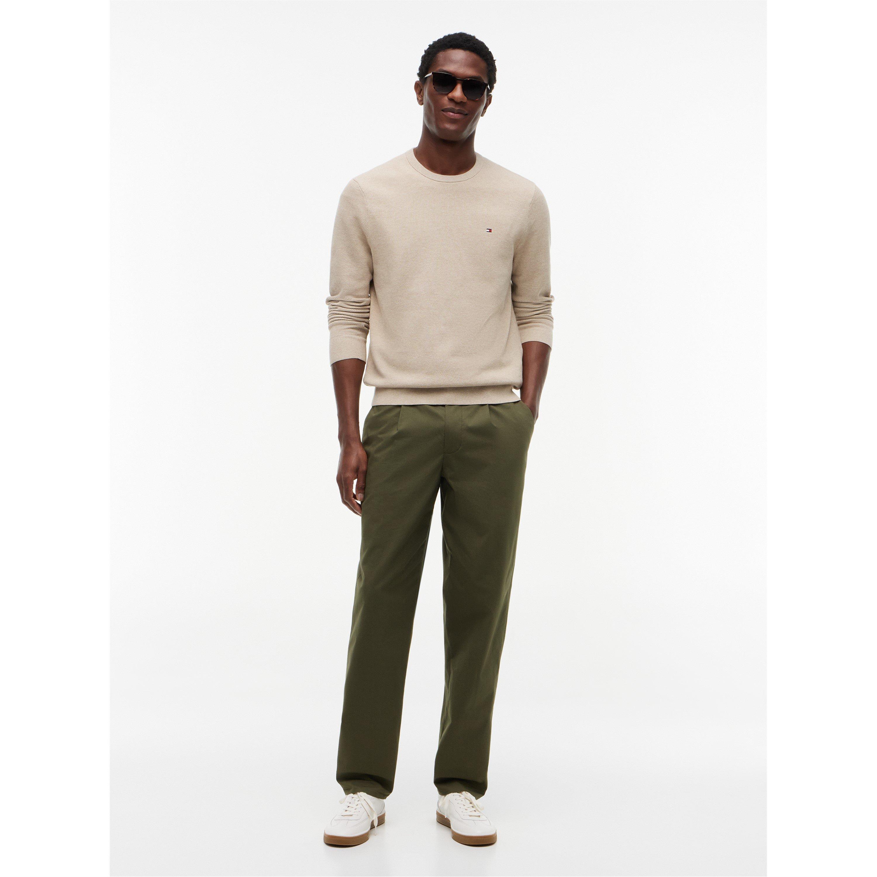 Batique Khaki - Tommy Hilfiger - Men's Ribbed Crew Neck Jumper - 2