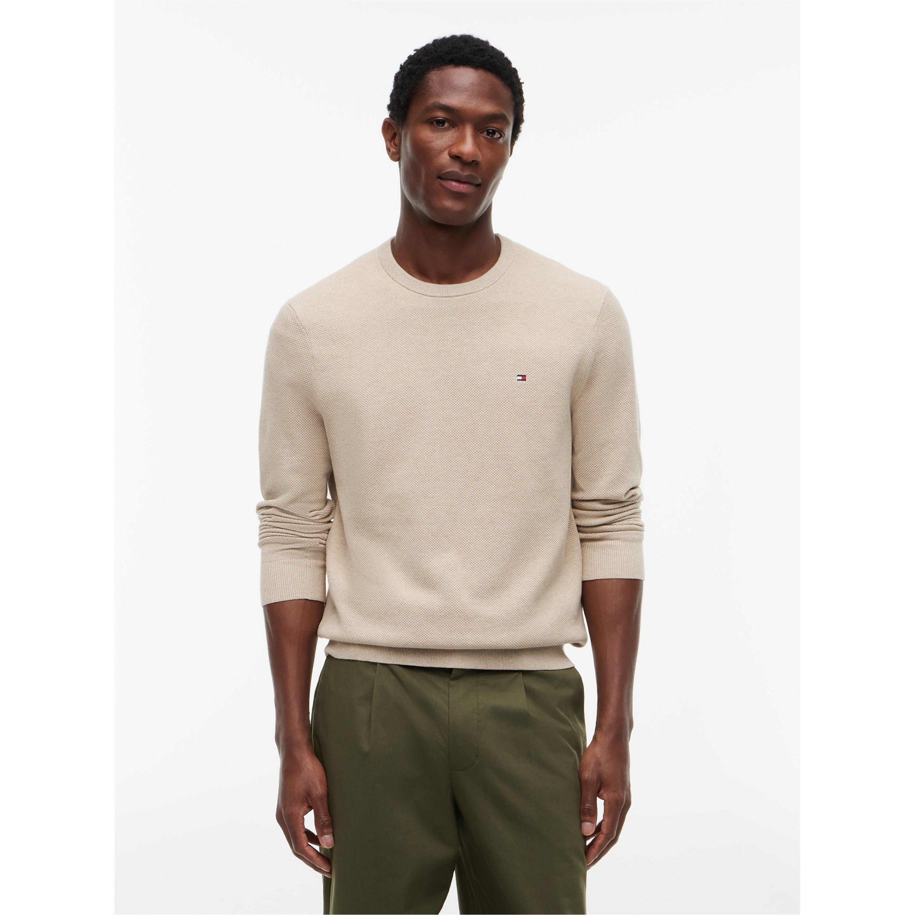 Batique Khaki - Tommy Hilfiger - Men's Ribbed Crew Neck Jumper - 3