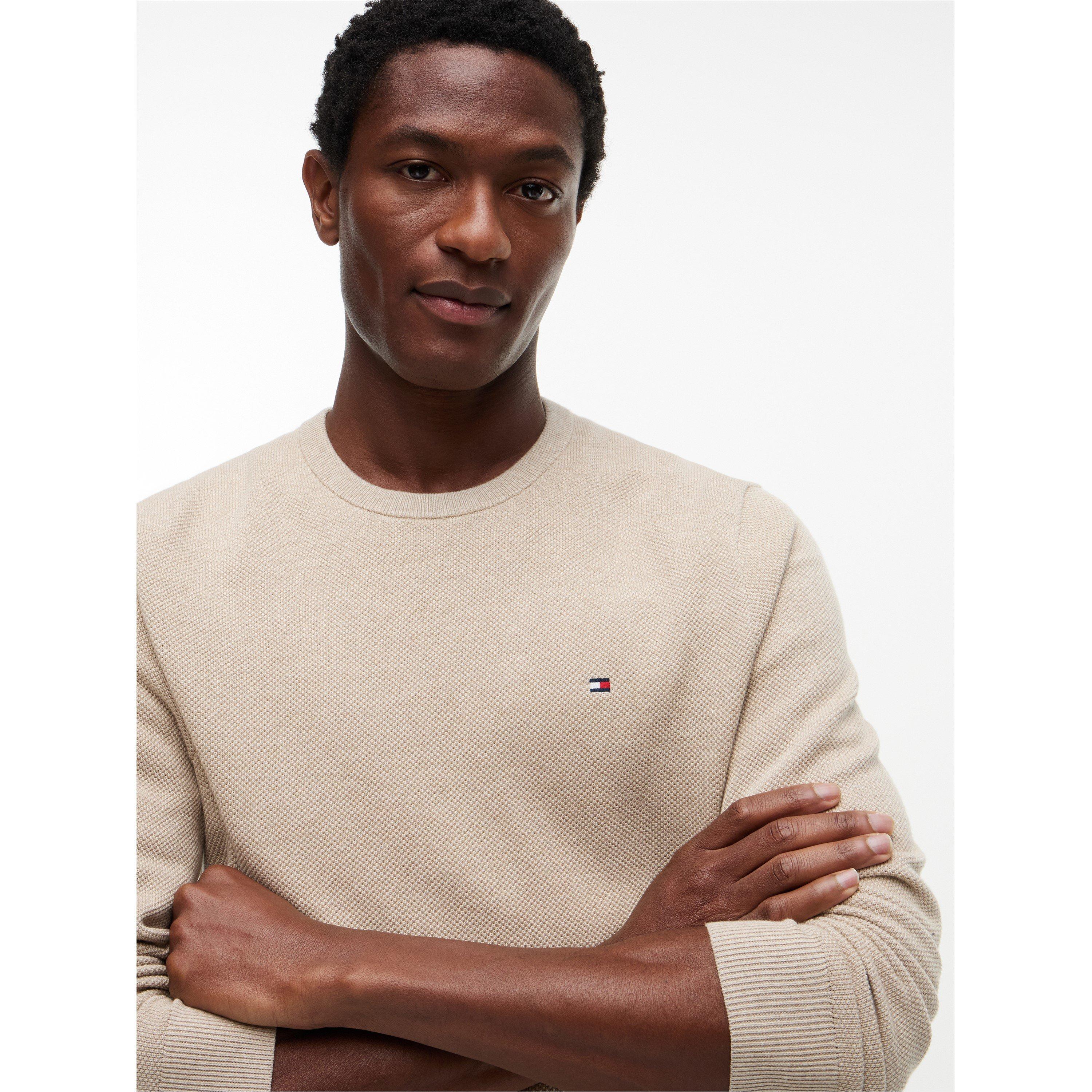 Batique Khaki - Tommy Hilfiger - Men's Ribbed Crew Neck Jumper - 4