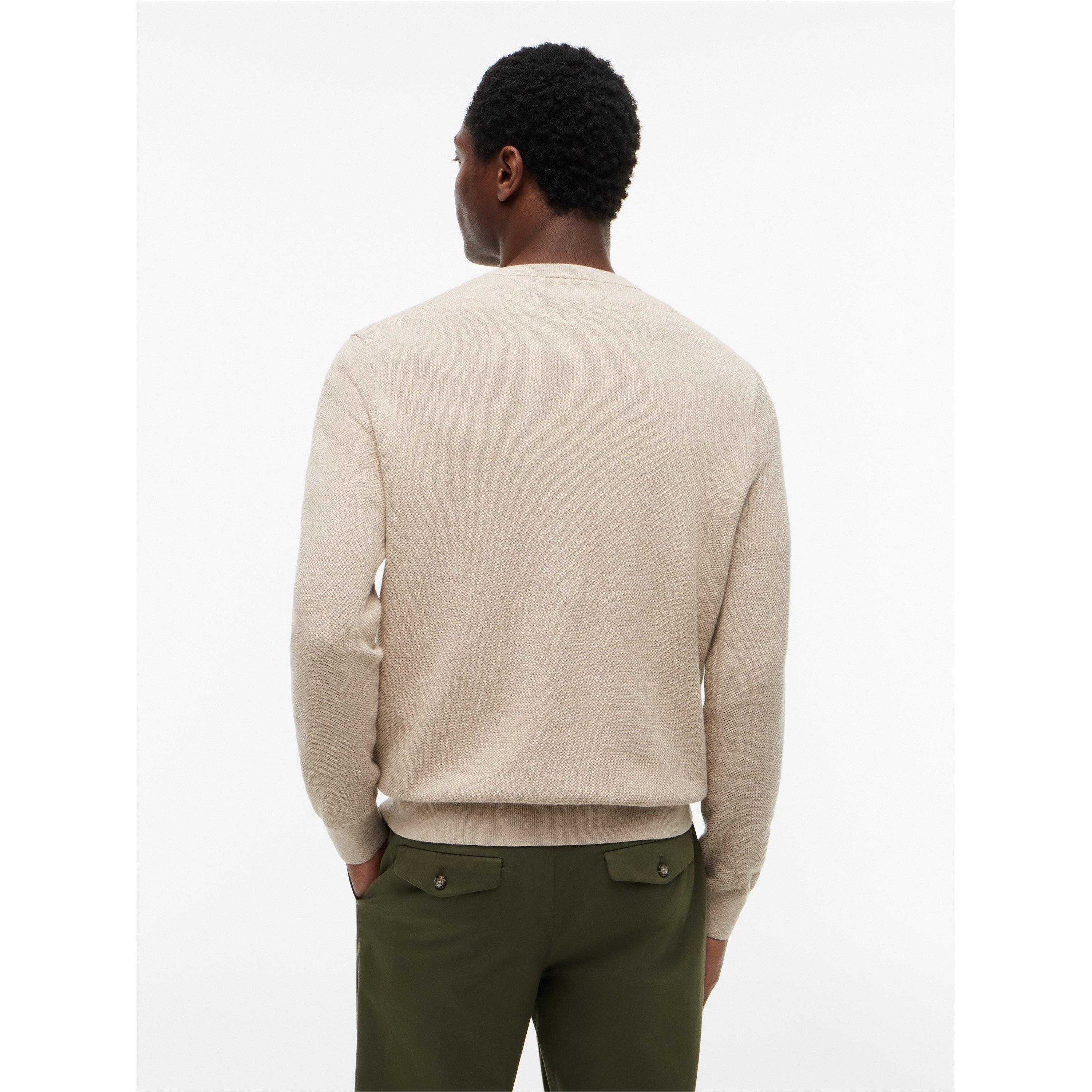 Batique Khaki - Tommy Hilfiger - Men's Ribbed Crew Neck Jumper - 5