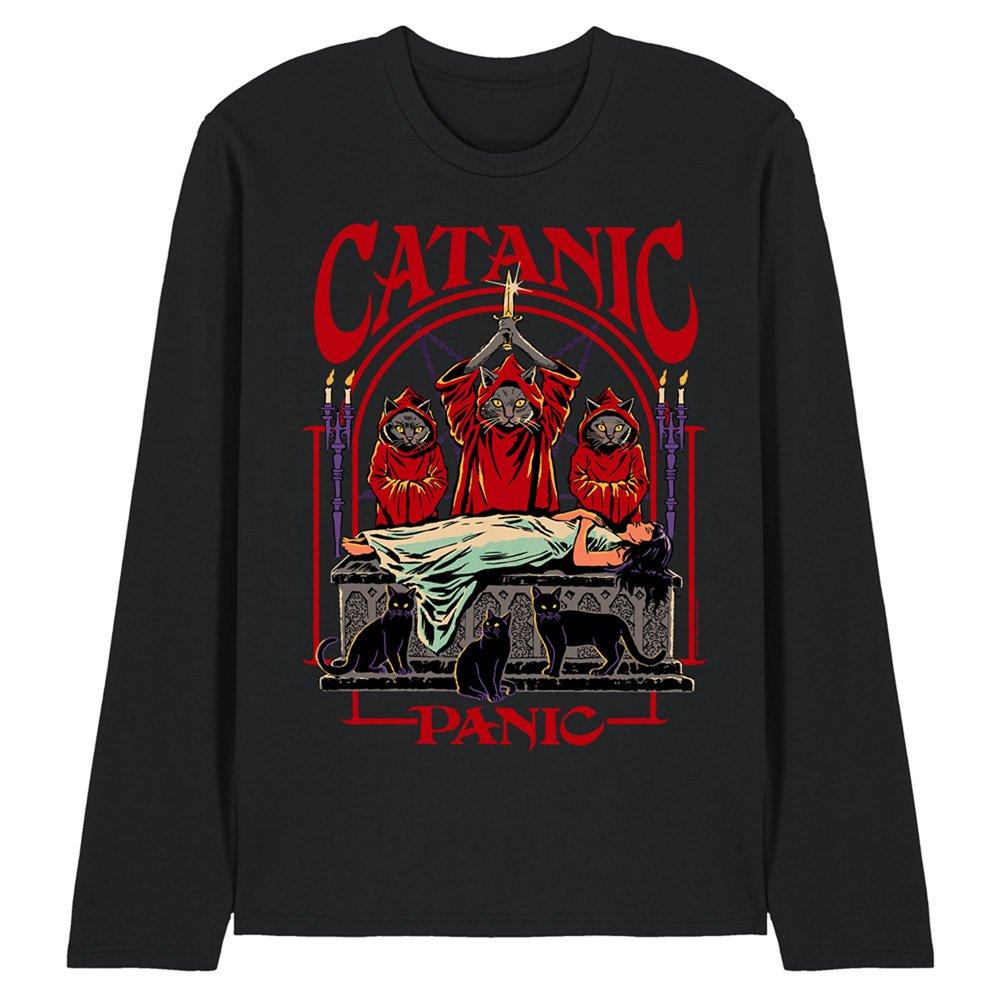 Black - Steven Rhodes - Steven Rhodes Catanic Panic Long Sleeve T-Shirt B - 1