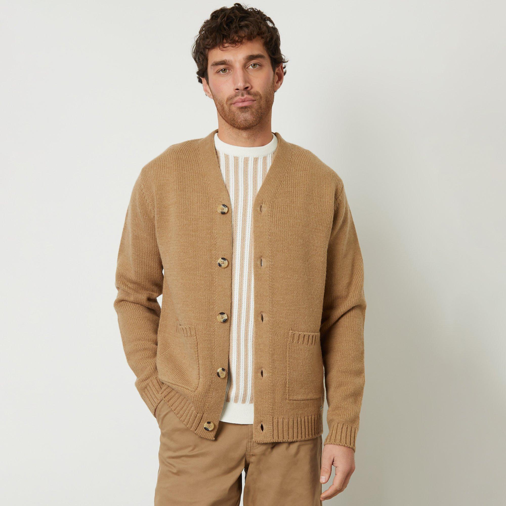 Taupe - Threadbare - Knitted V-Neck Cardigan - 1
