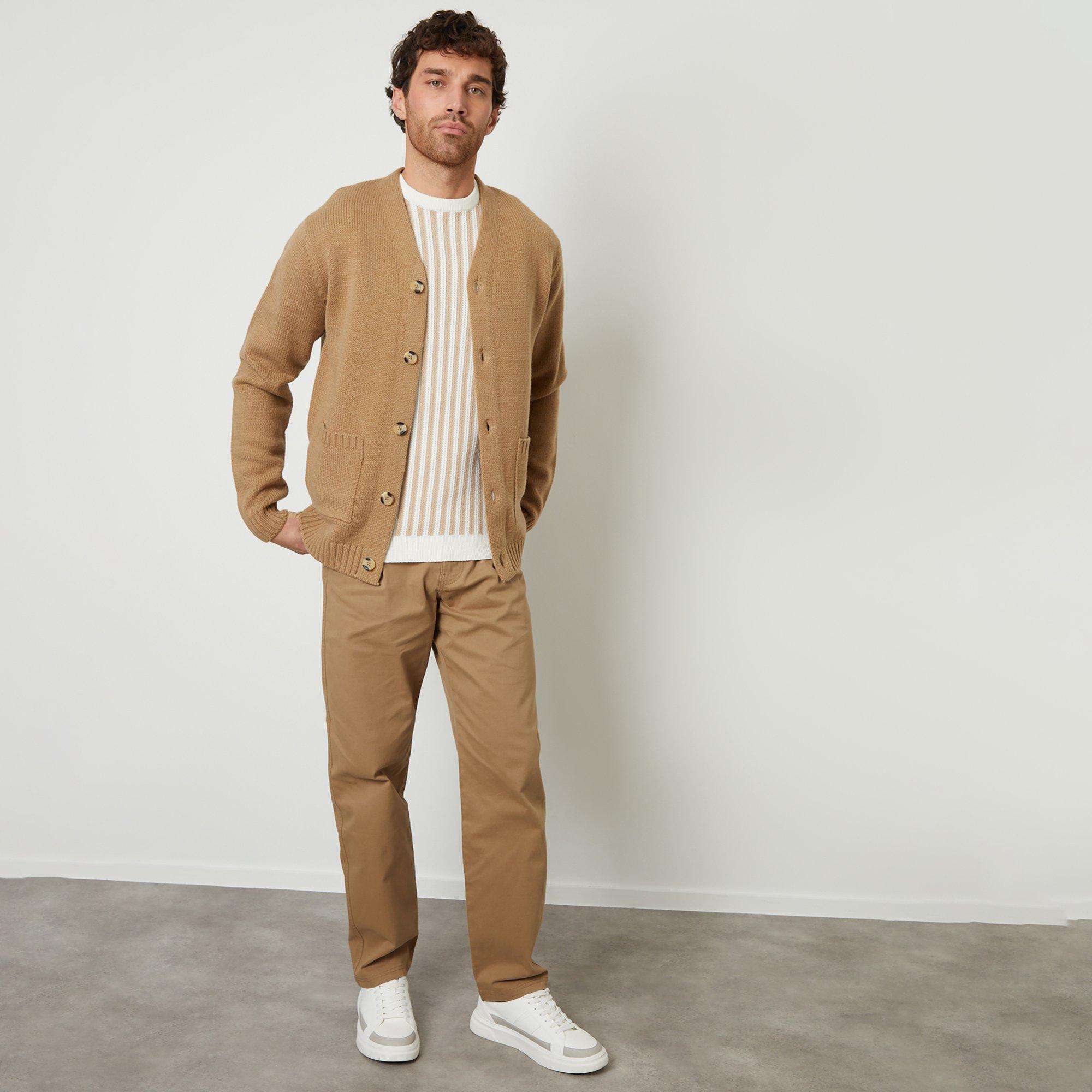 Taupe - Threadbare - Knitted V-Neck Cardigan - 3