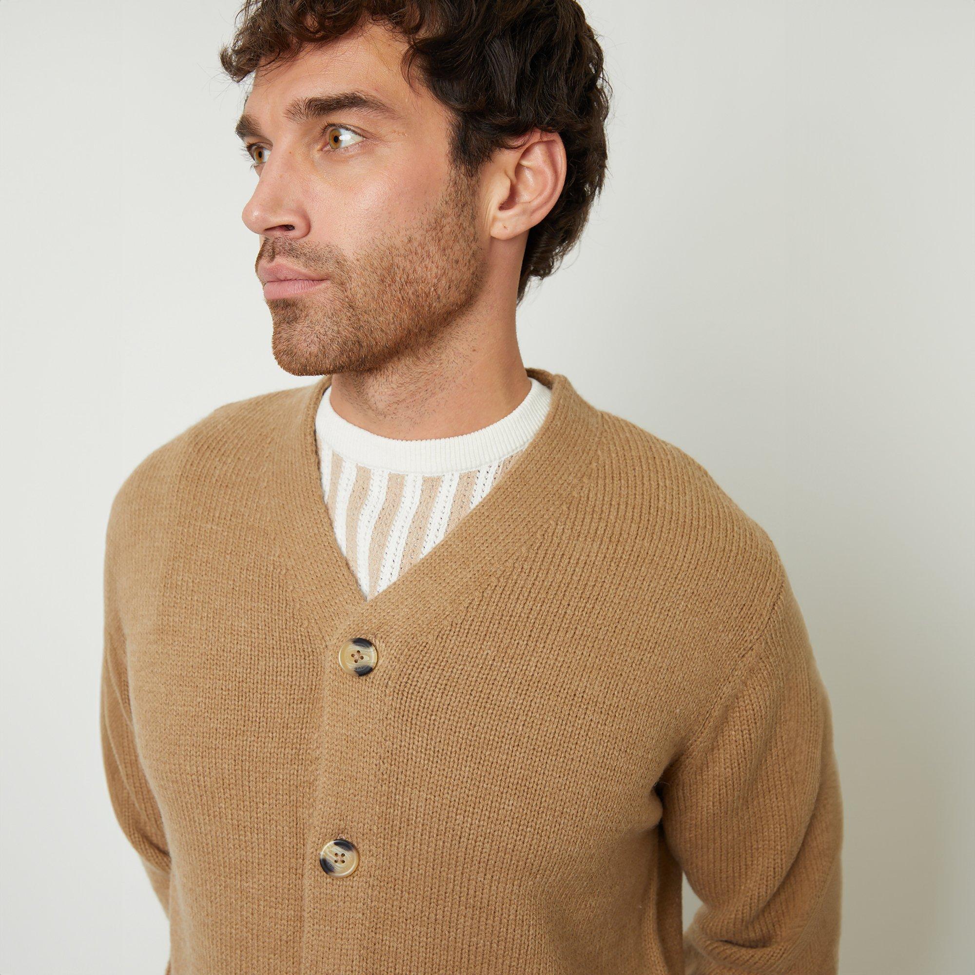 Taupe - Threadbare - Knitted V-Neck Cardigan - 4
