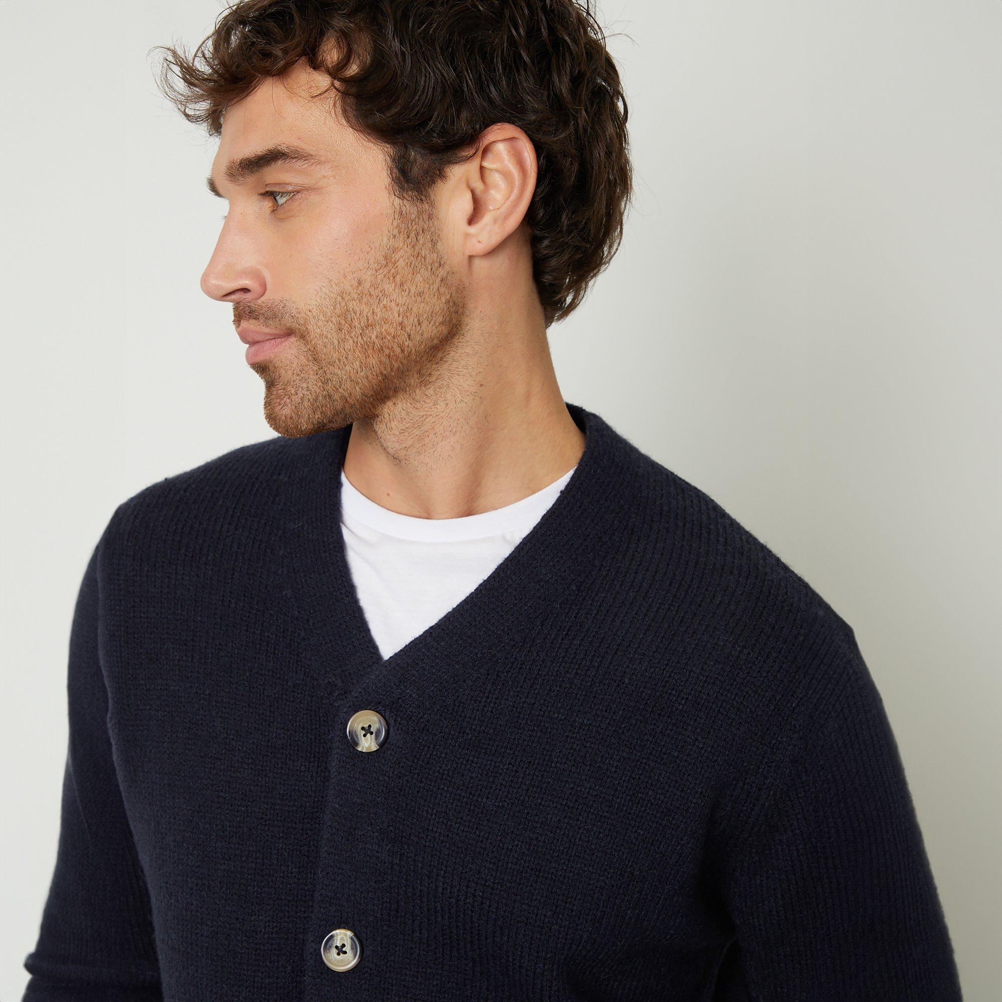 Navy - Threadbare - Knitted V-Neck Cardigan - 4