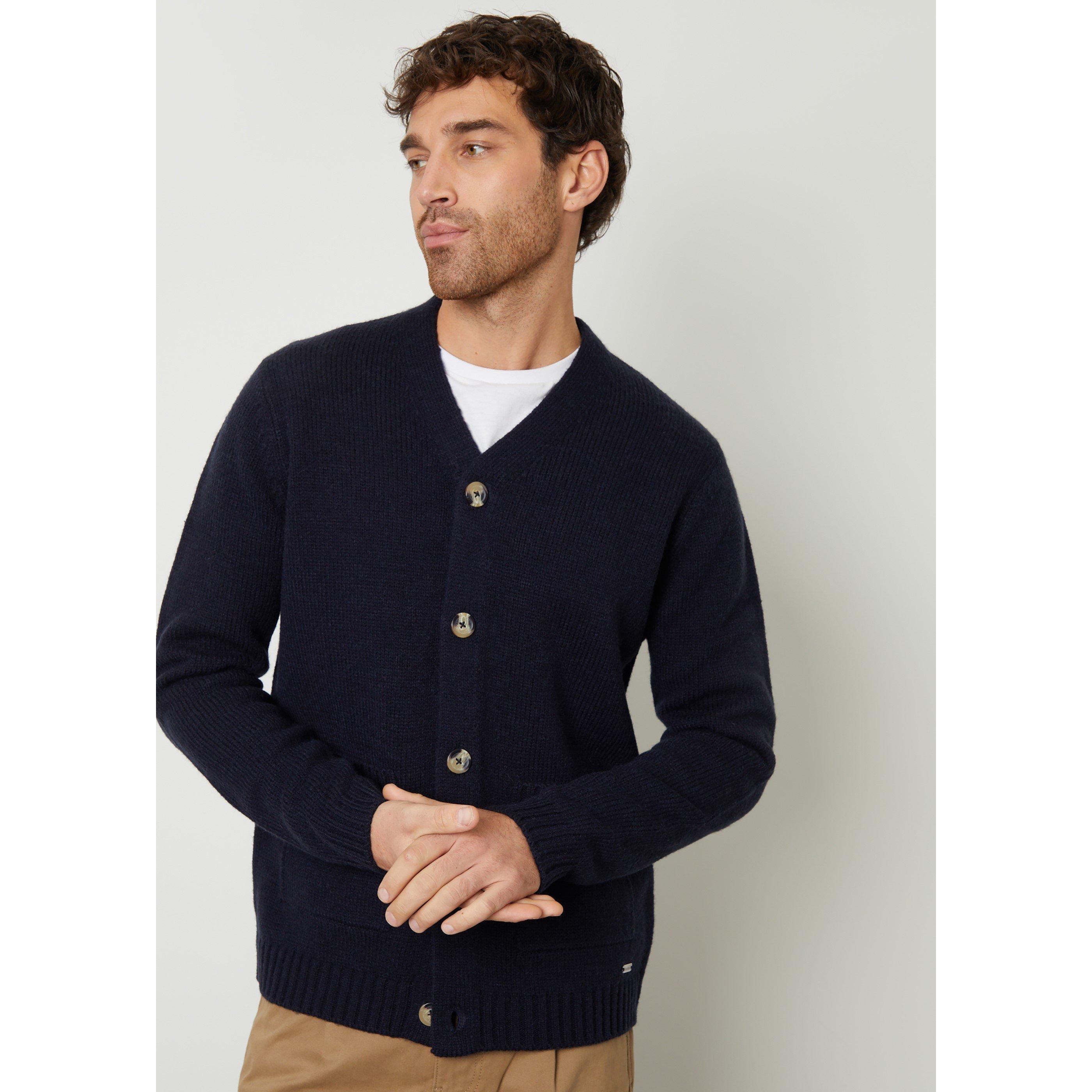 Navy - Threadbare - Knitted V-Neck Cardigan - 5