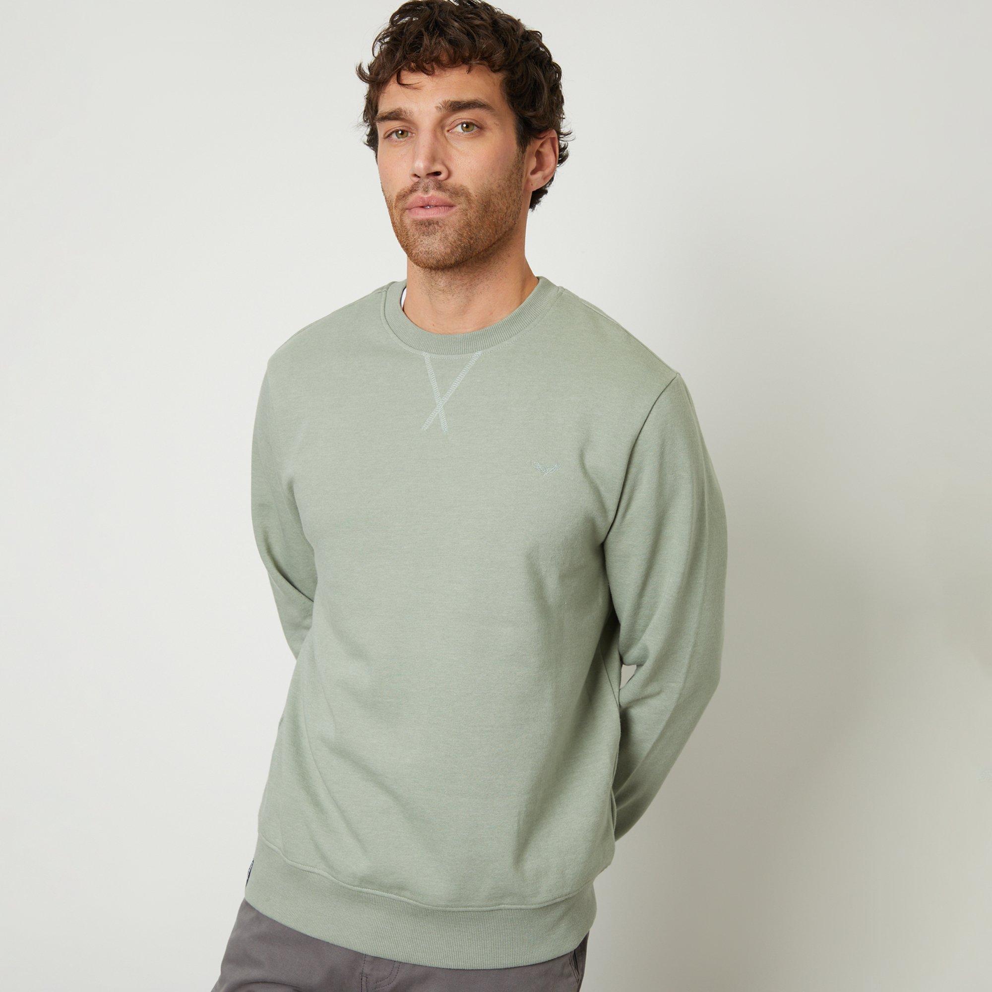 Threadbare Men's Cotton Blend Satsuma Crew Neck Sweatshirt - Pale Green - S