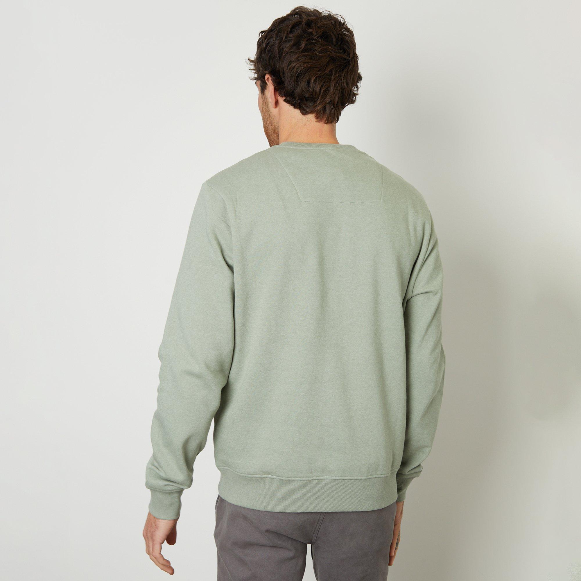 Pale Green - Threadbare - Cotton Blend Satsuma Crew Neck Sweatshirt - 2