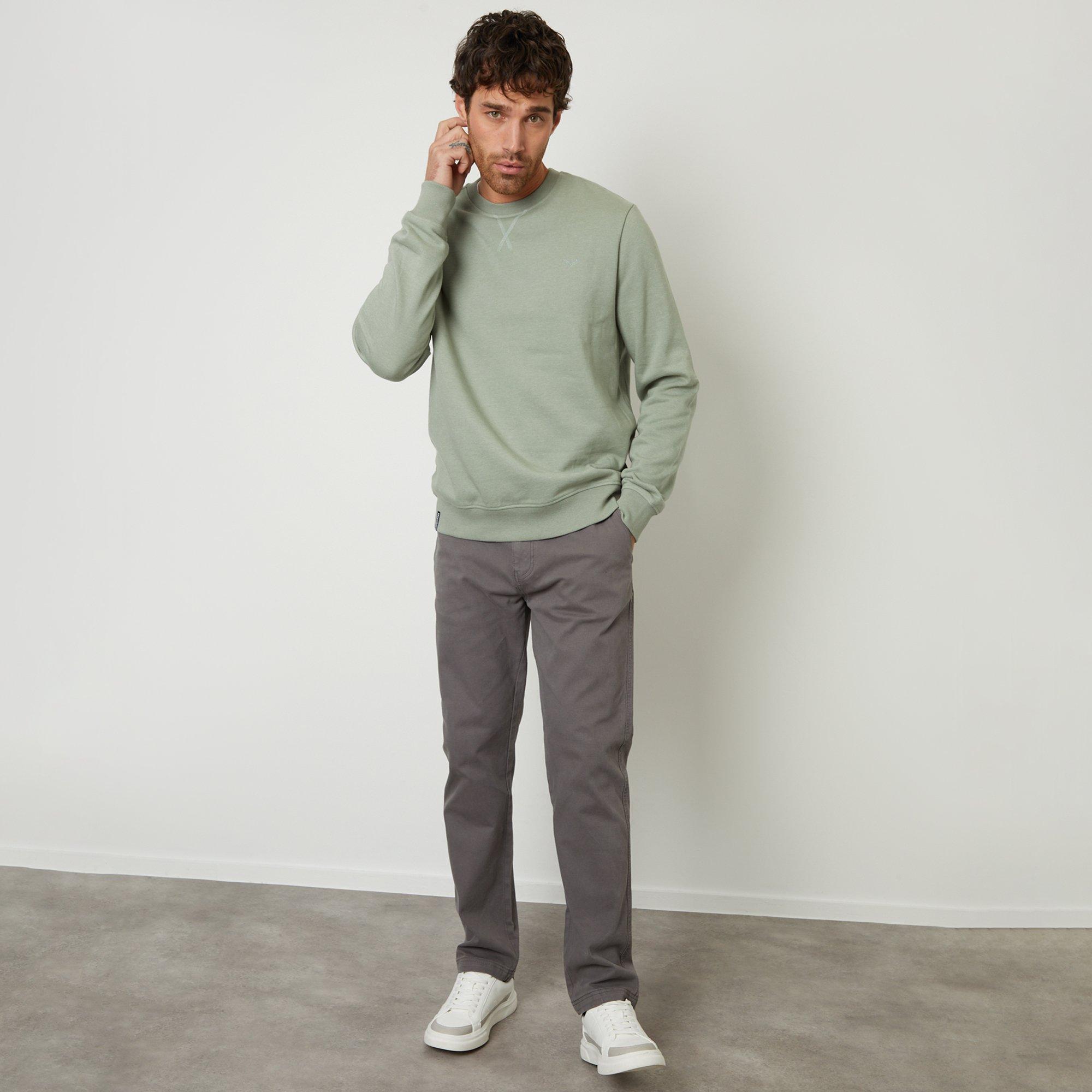 Pale Green - Threadbare - Cotton Blend Satsuma Crew Neck Sweatshirt - 3