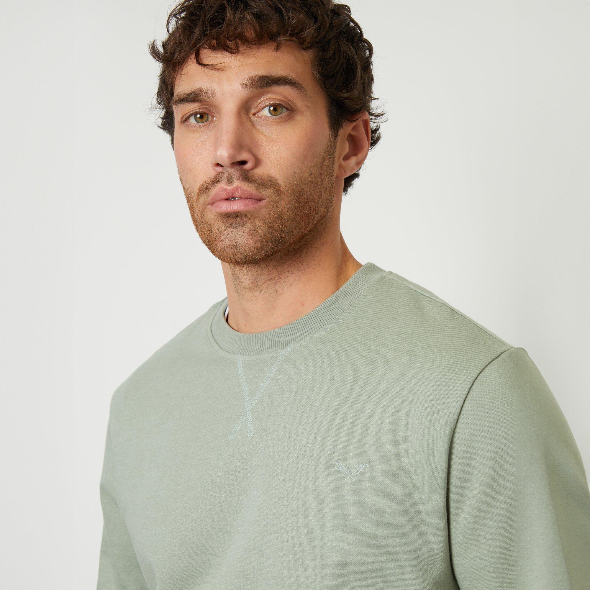 Pale Green - Threadbare - Cotton Blend Satsuma Crew Neck Sweatshirt - 4