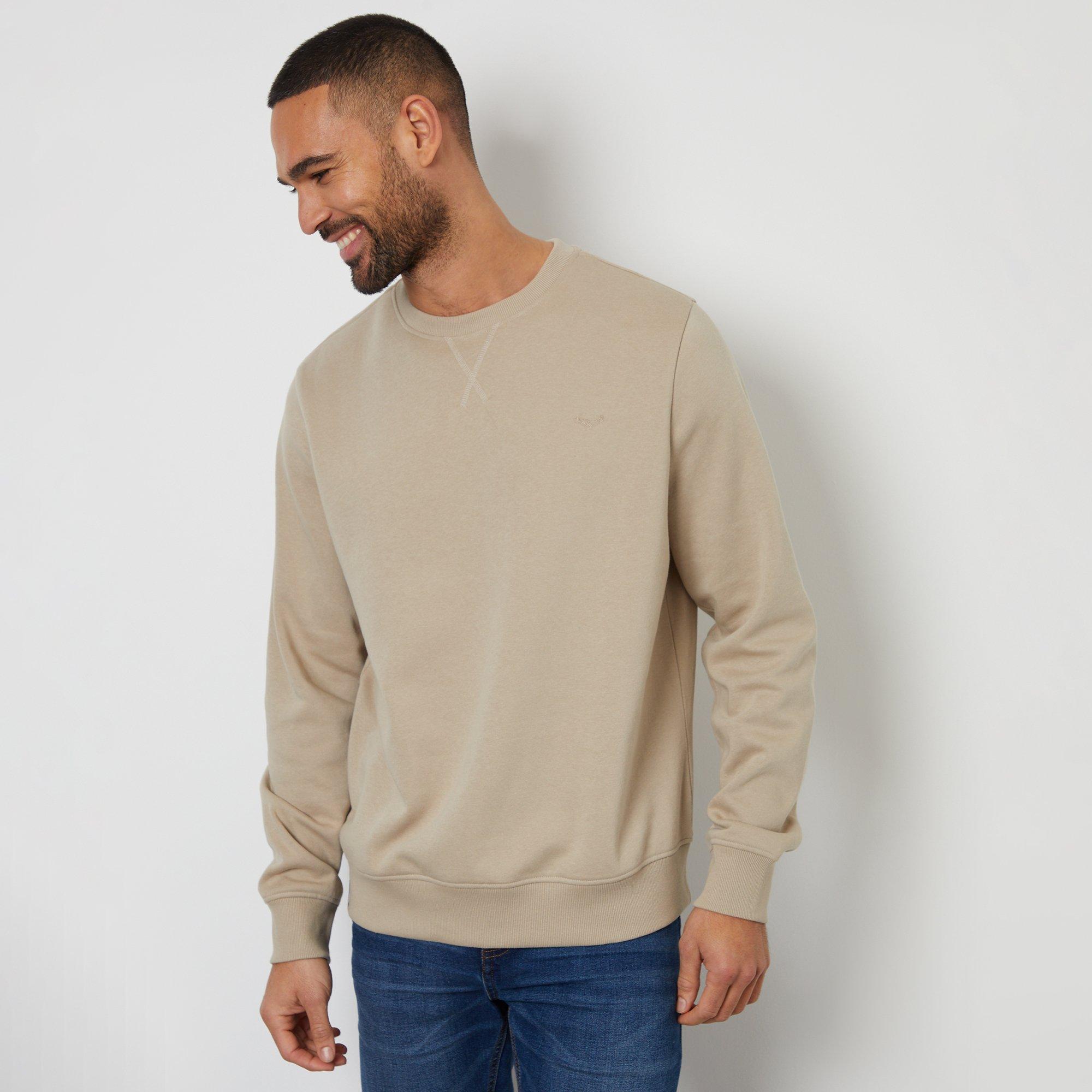 Threadbare Men's Cotton Blend Satsuma Crew Neck Sweatshirt - Stone - XL